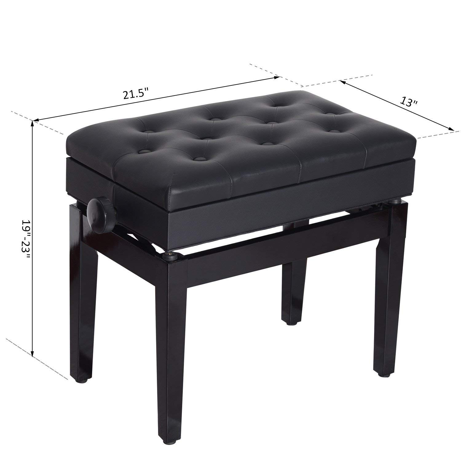 Banc de piano à hauteur réglable de HOMCOM avec rembourrage en cuir PU épais et souple, banc pour clavier avec rangement suffisant pour la musique,