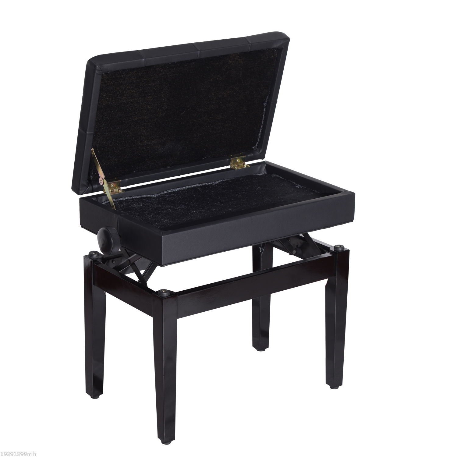 Banc de piano à hauteur réglable de HOMCOM avec rembourrage en cuir PU épais et souple, banc pour clavier avec rangement suffisant pour la musique,