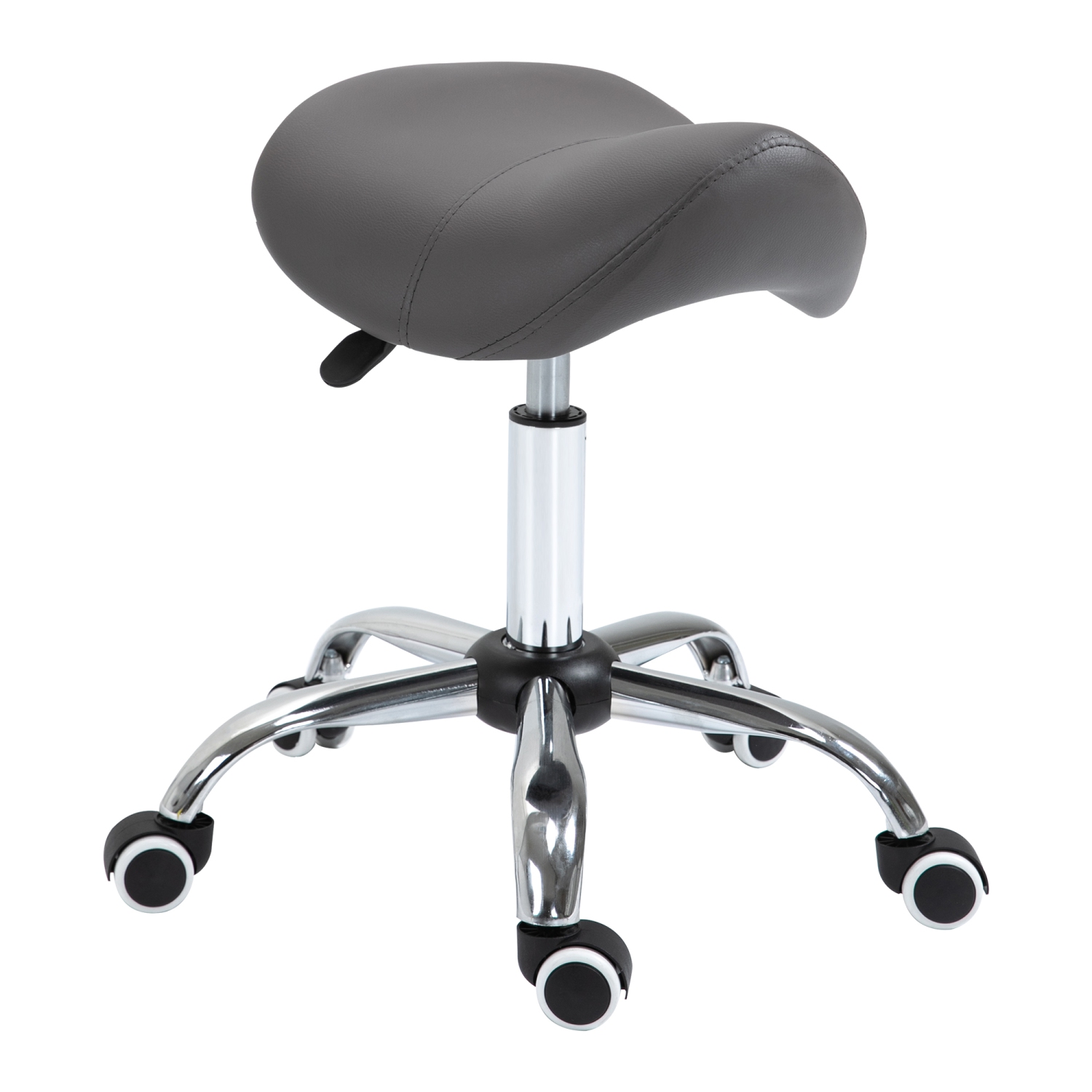 Homcom tabouret de salon roulant hydraulique réglable chaise de selle  pivotante siège de beauté spa cuir PU, gris