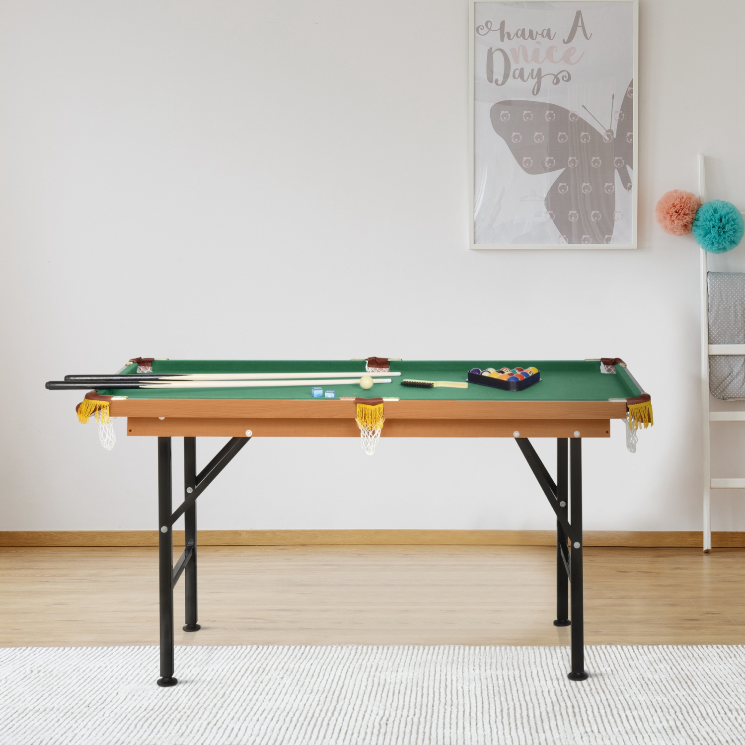 Mini table de billard portative autonome pliable de 55&nbsp;po de Soozier avec tous les accessoires La table de jeu de piscine comprend des queues,