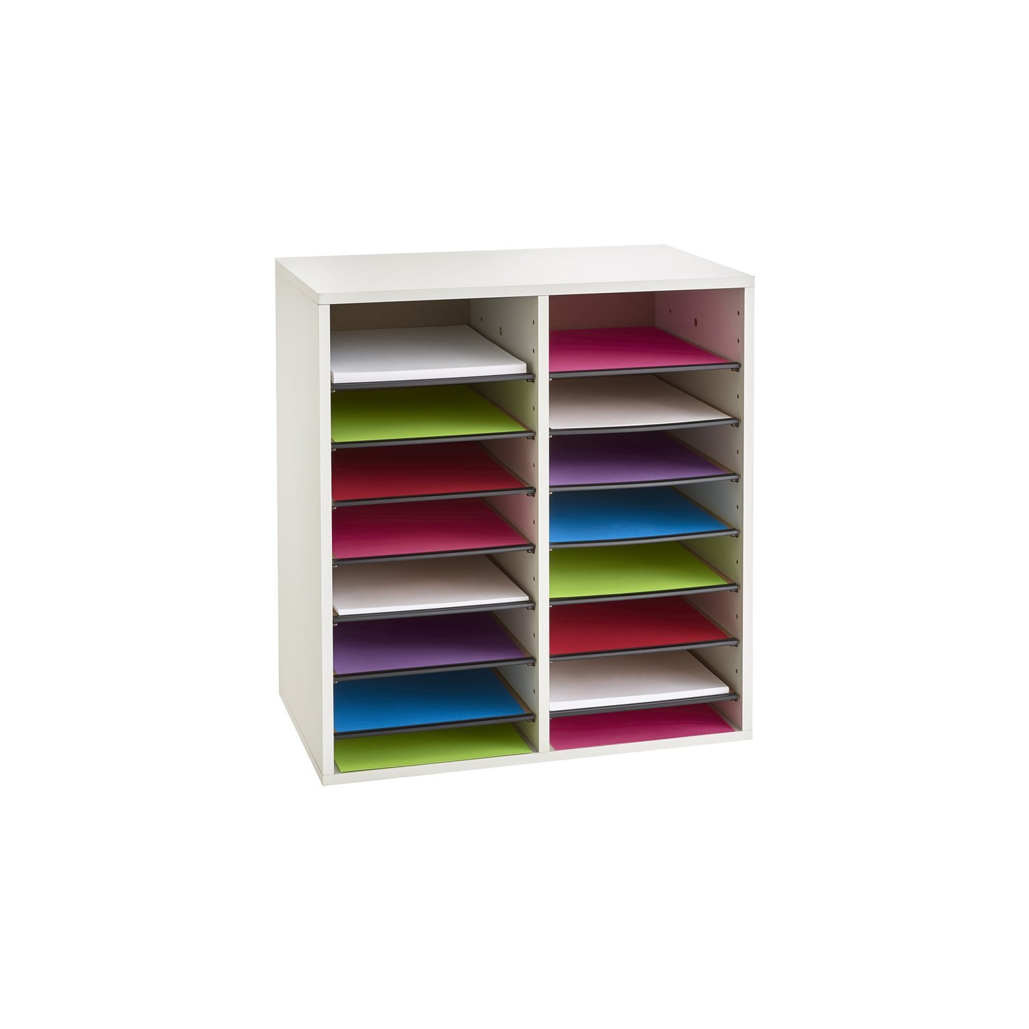 Safco Grey 16 Compartment Wood Adjustable File Organizer