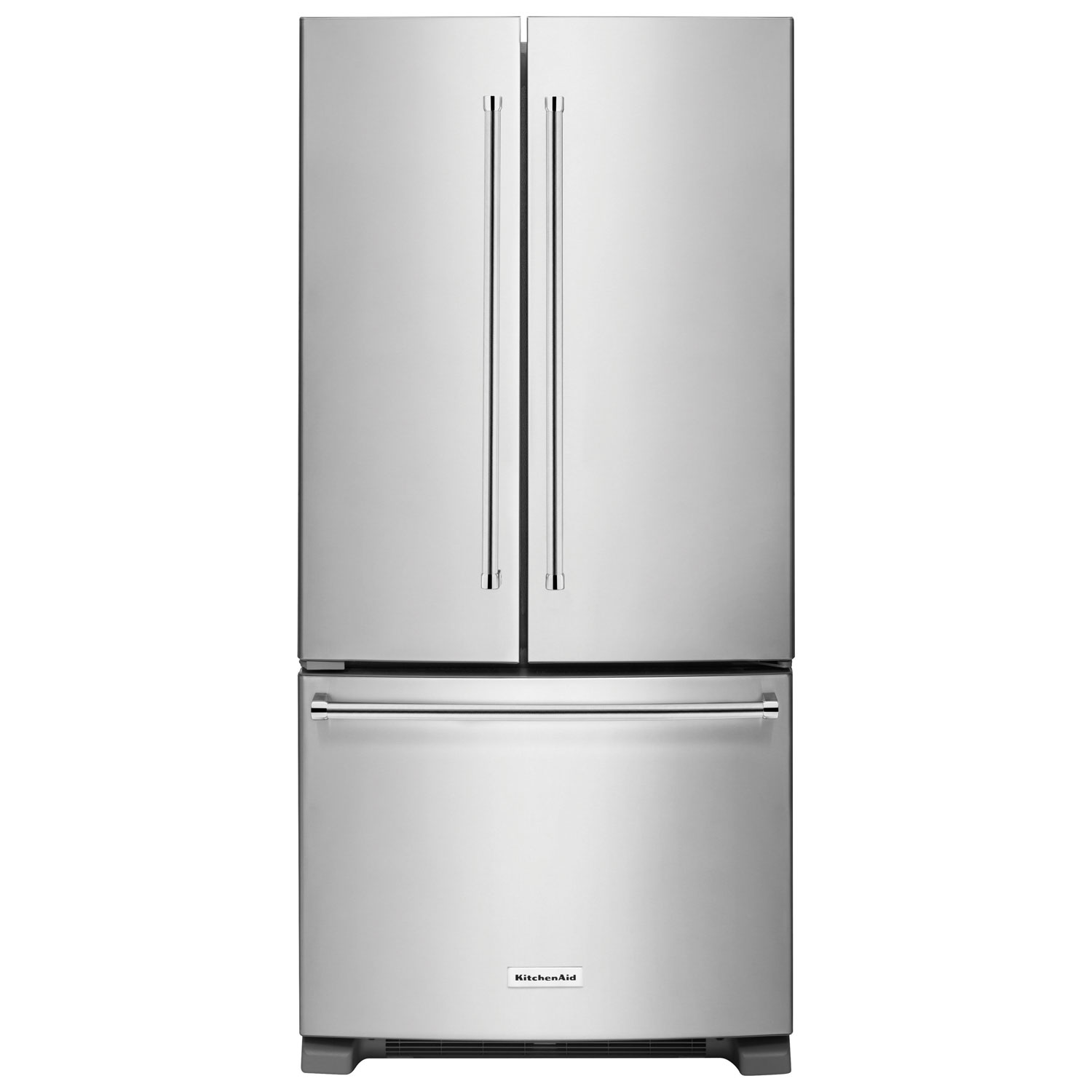 Réfrigérateur à 2 portes de 22,1 pi3/33 po avec distributeur d'eau de KitchenAid - Inox - Bte ouv.