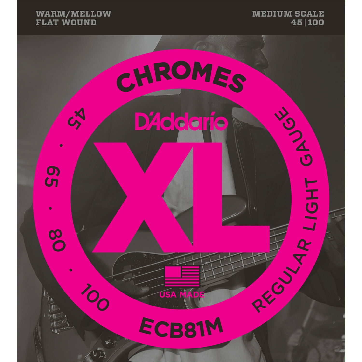 D'Addario XL Chromes Bass Guitar Strings - Light Medium 45-100