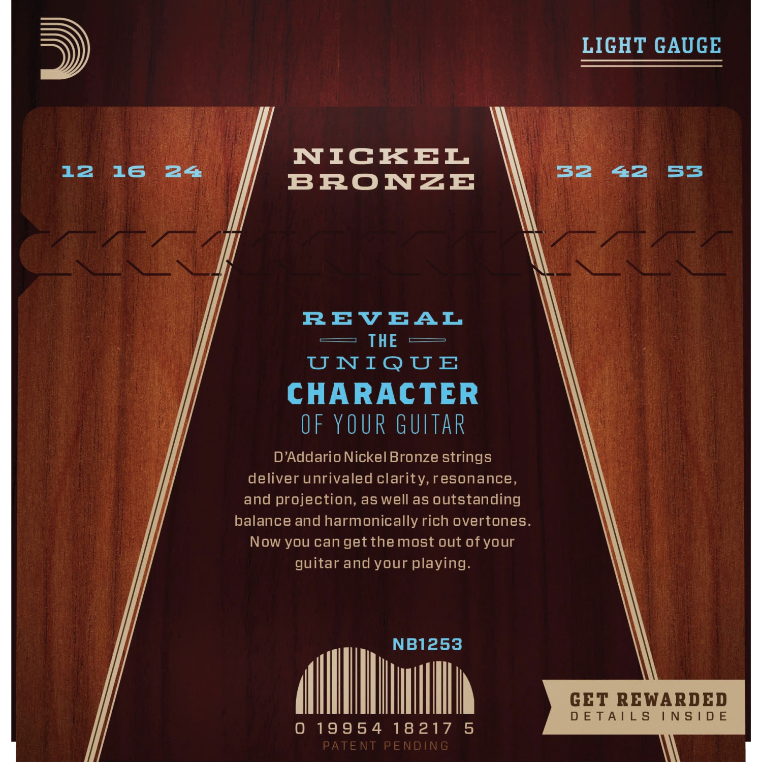 D'Addario NB1253 Nickel Bronze Acoustic Guitar Strings - Light 12-53