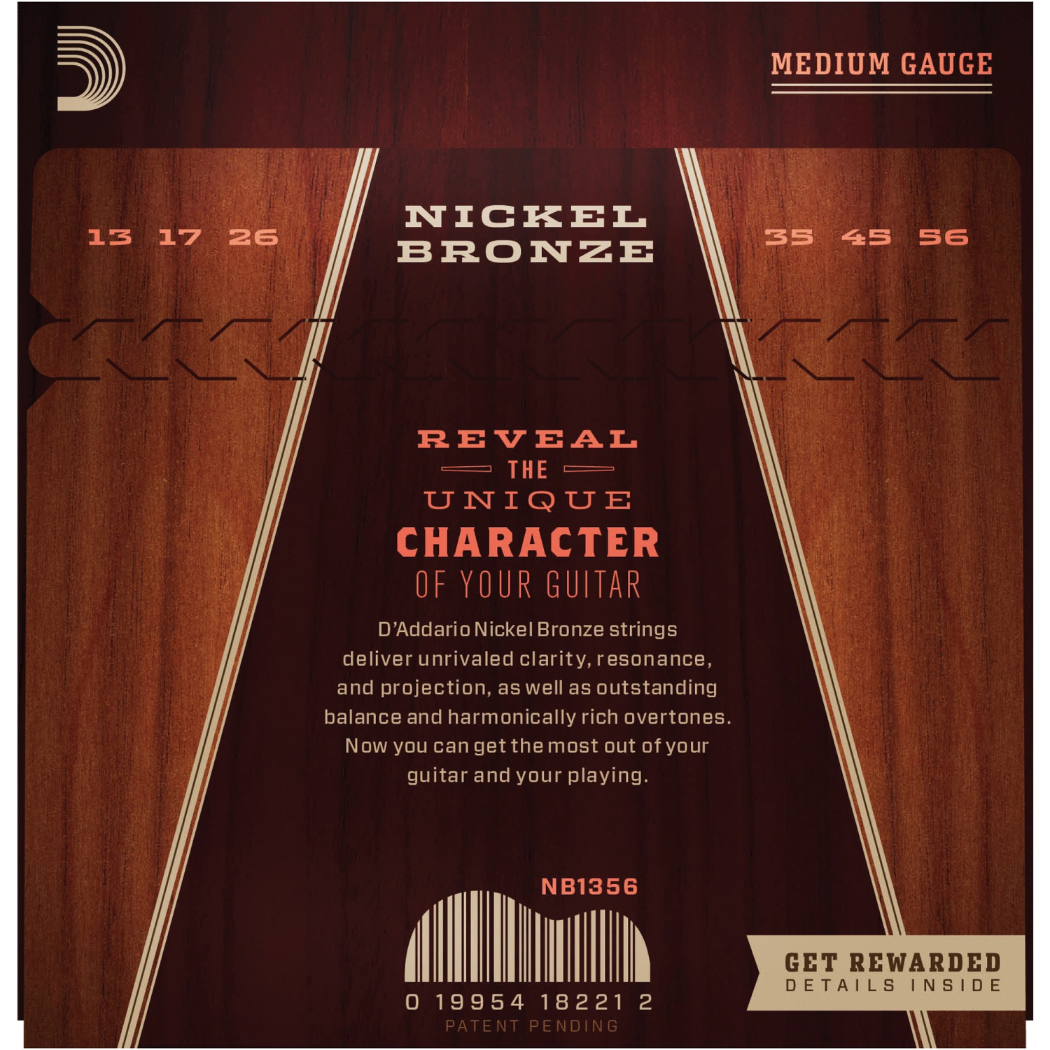 D'Addario NB1356 Nickel Bronze Acoustic Guitar Strings - Medium 13-56