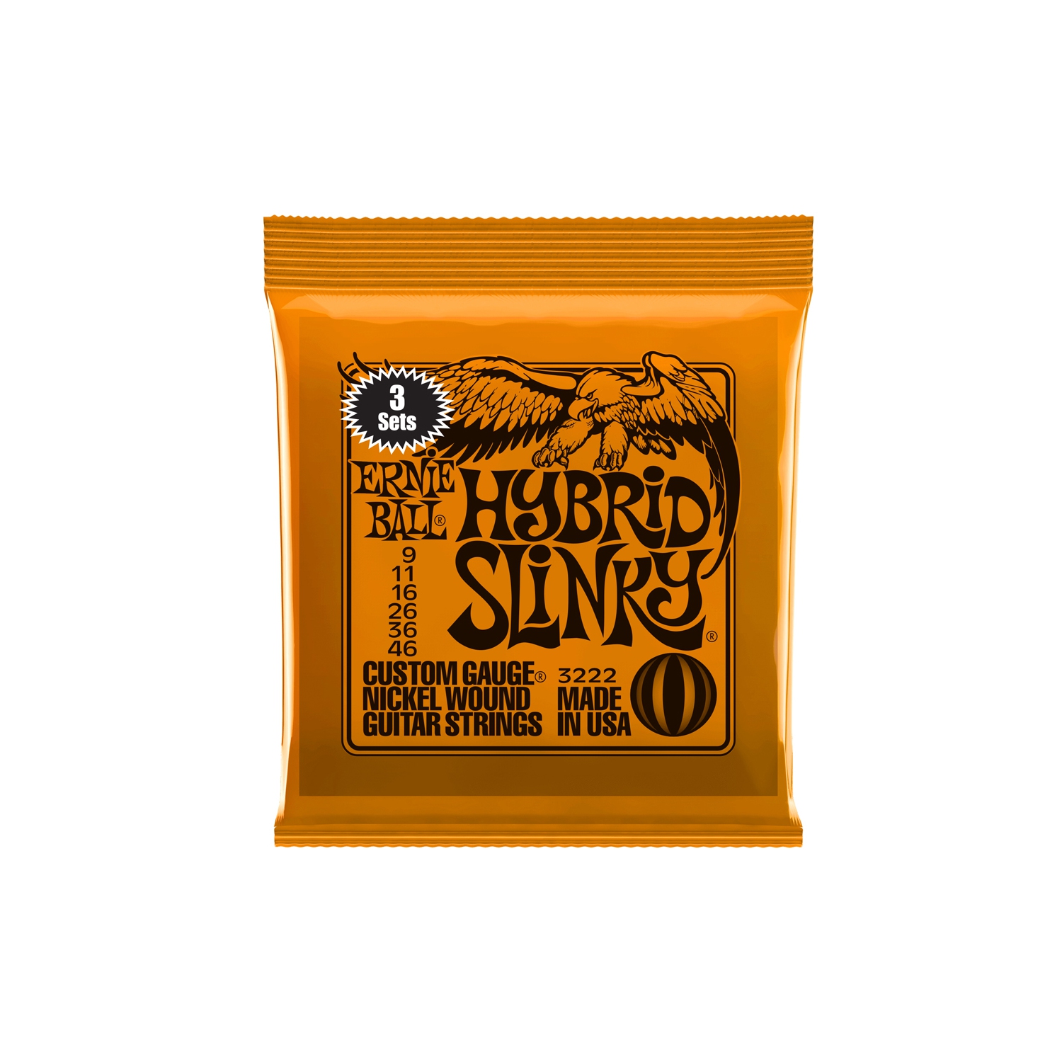 Ernie Ball Hybrid Slinky Nickel Wound Electric Guitar Strings - 9-46 3 Pack