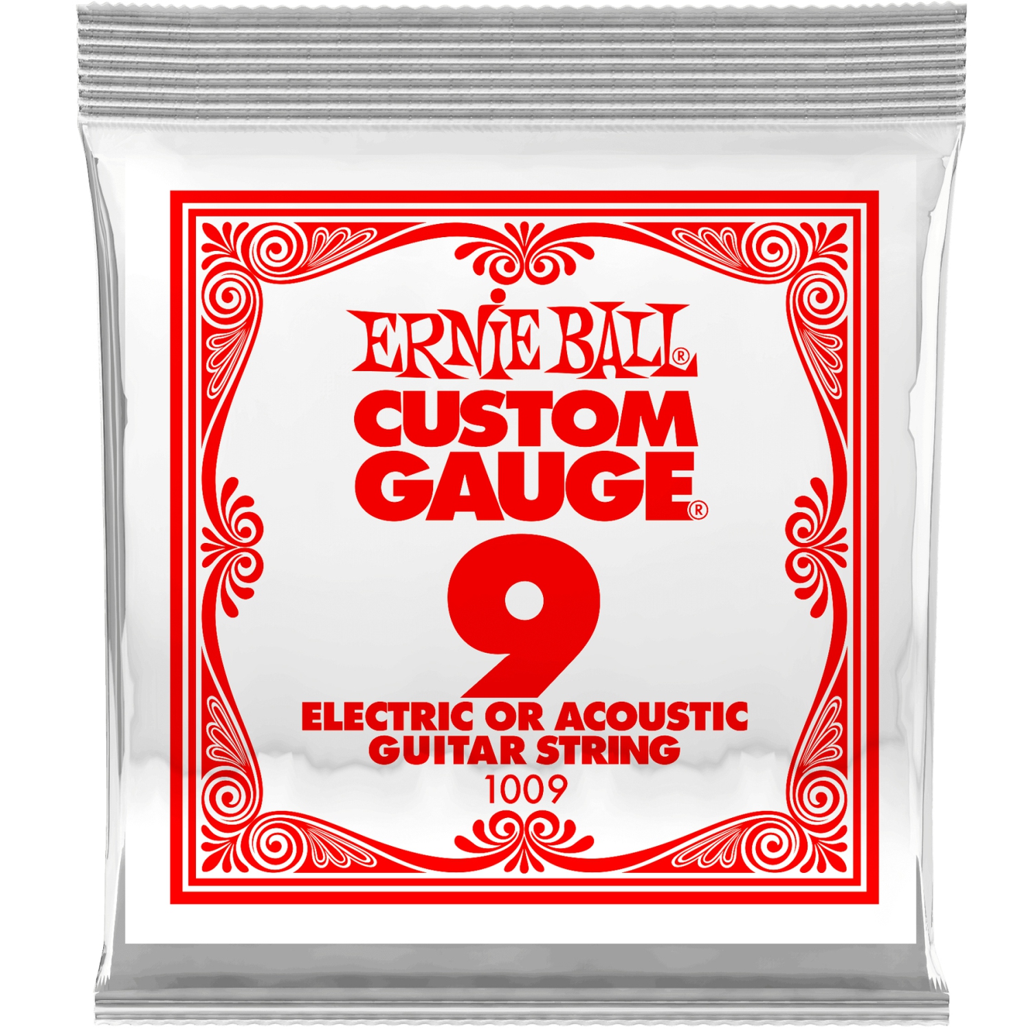 Ernie Ball P01009 Plain Steel Electric or Acoustic Guitar String - 9