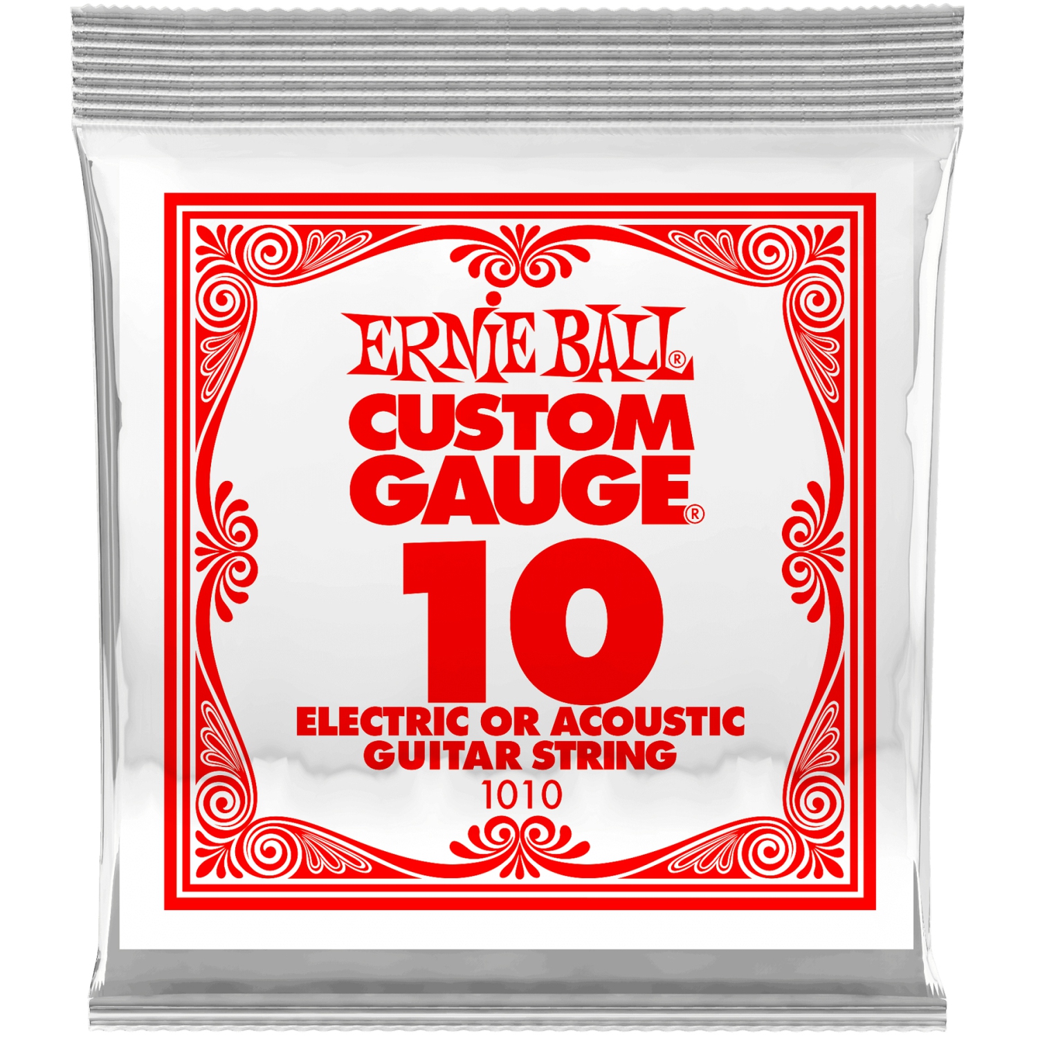 Ernie Ball P01010 Plain Steel Electric or Acoustic Guitar String - 10