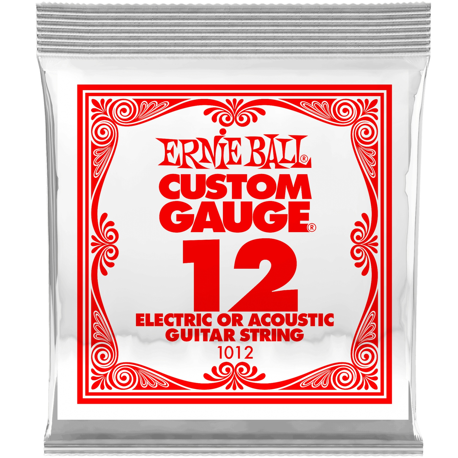 Ernie Ball P01012 Plain Steel Electric or Acoustic Guitar Strings - 12
