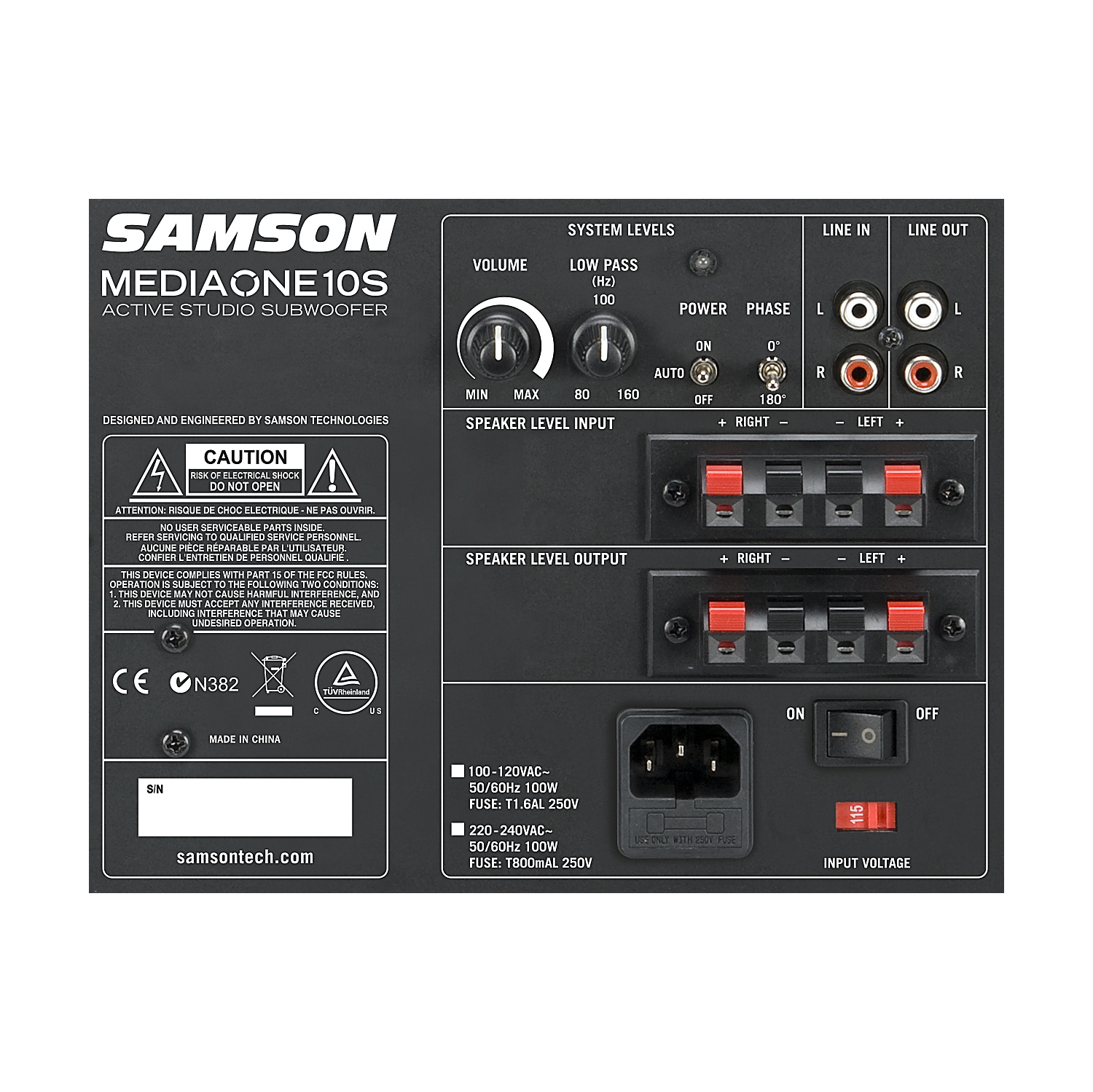 Samson Subwoofer actif de studio MediaOne 10S