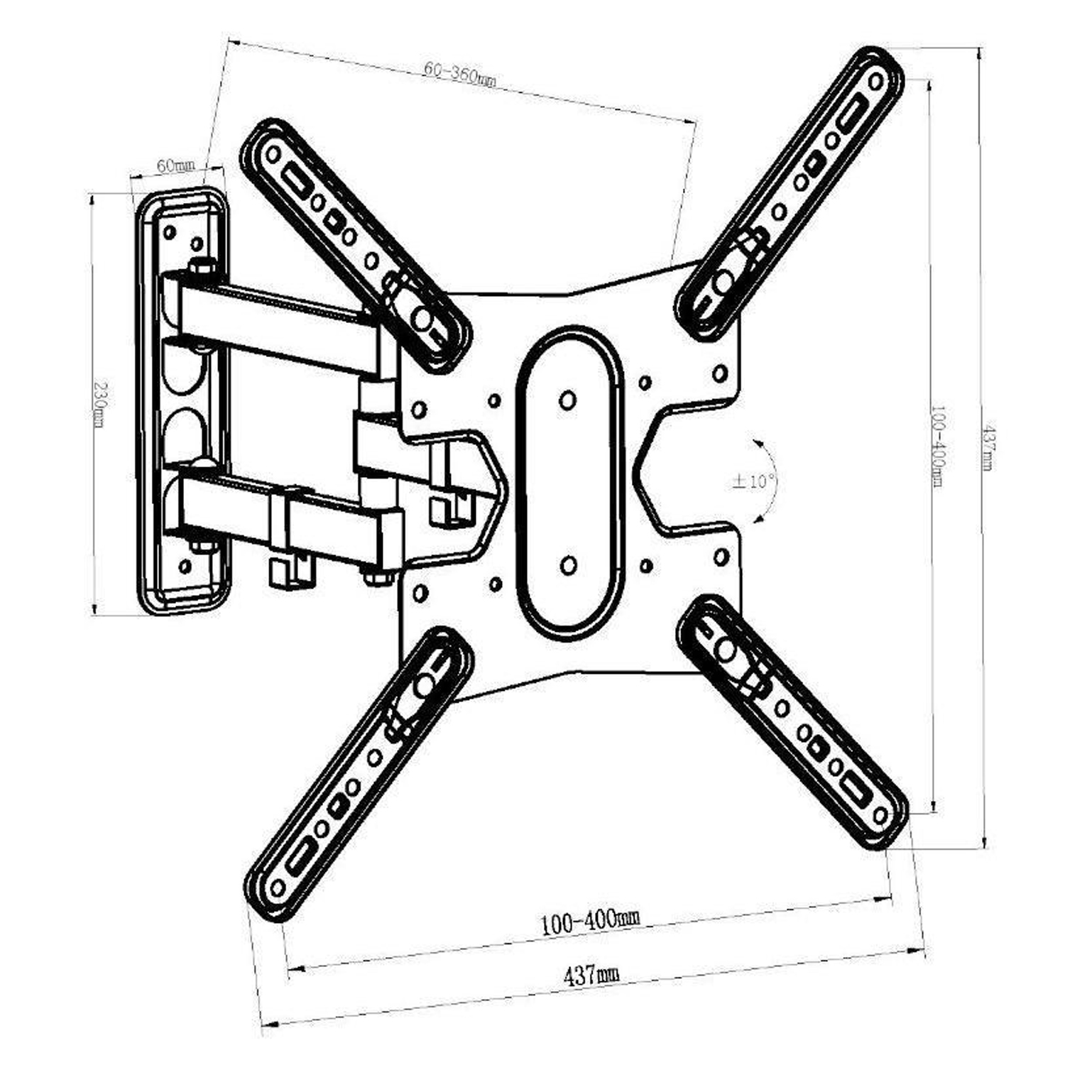 GlobalTone Wall mount articulated arm Universal LED LCD PLASMA 23" to 55"