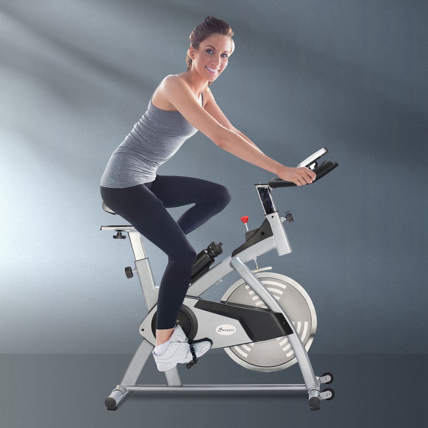 Soozier Adjustable Upright Exercise Cycling Bike with 28lbs Quiet