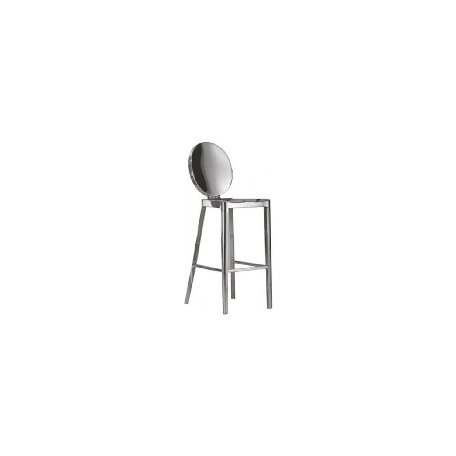 OCC 1-King Counter Height Stool 24-Inch Armless Side Chair-Polished Stainless Steel Round Back