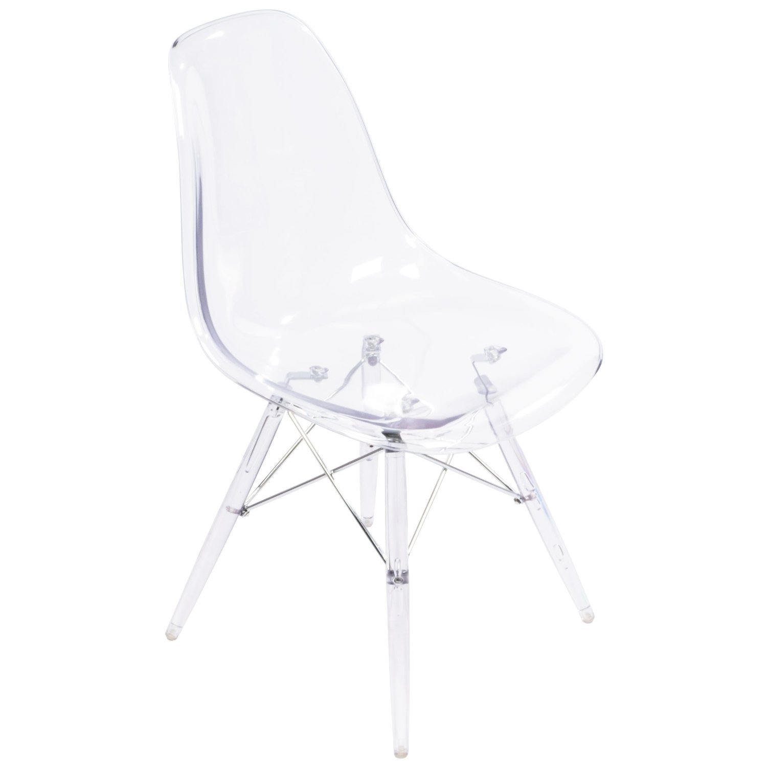 ENS. De 1 chaises transparentes de style Eames avec pattes transparentes Eiffel pour salle à manger -pieds de truelle