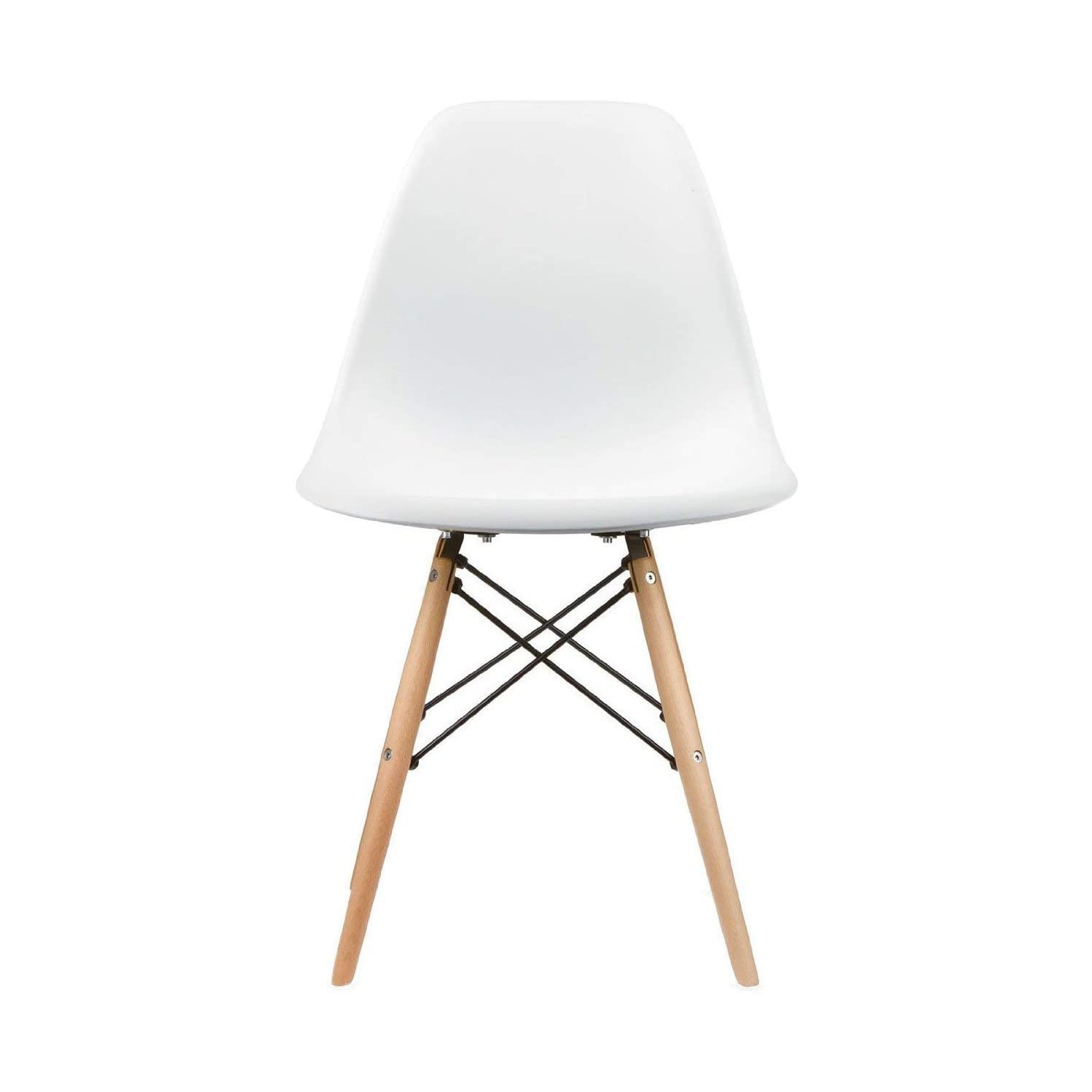 Plus belles – Chaise de salle à manger de style Eiffel avec pattes en bois naturel, ensemble de 2, blanc