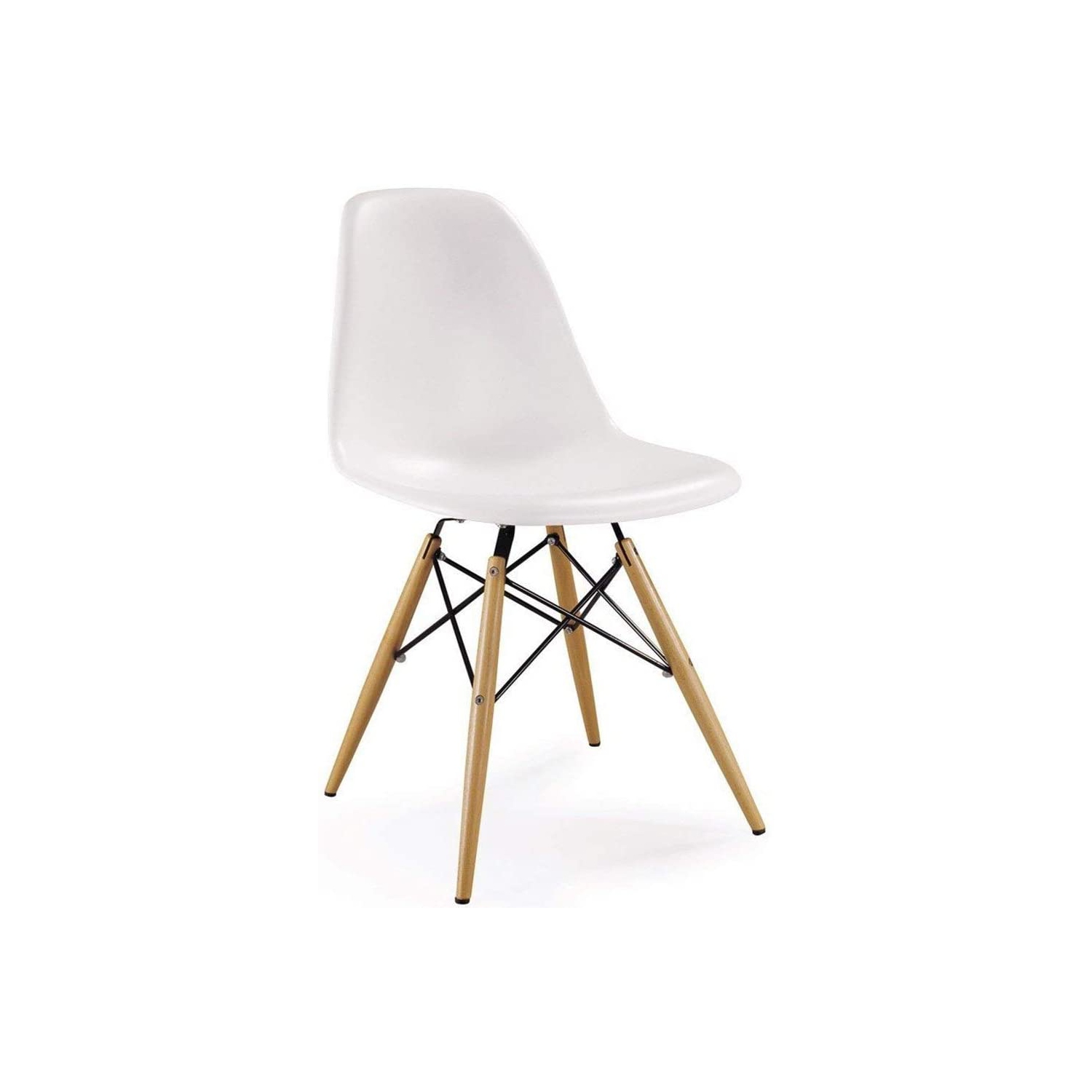 Plus belles – Chaise de salle à manger de style Eiffel avec pattes en bois naturel, ensemble de 2, blanc