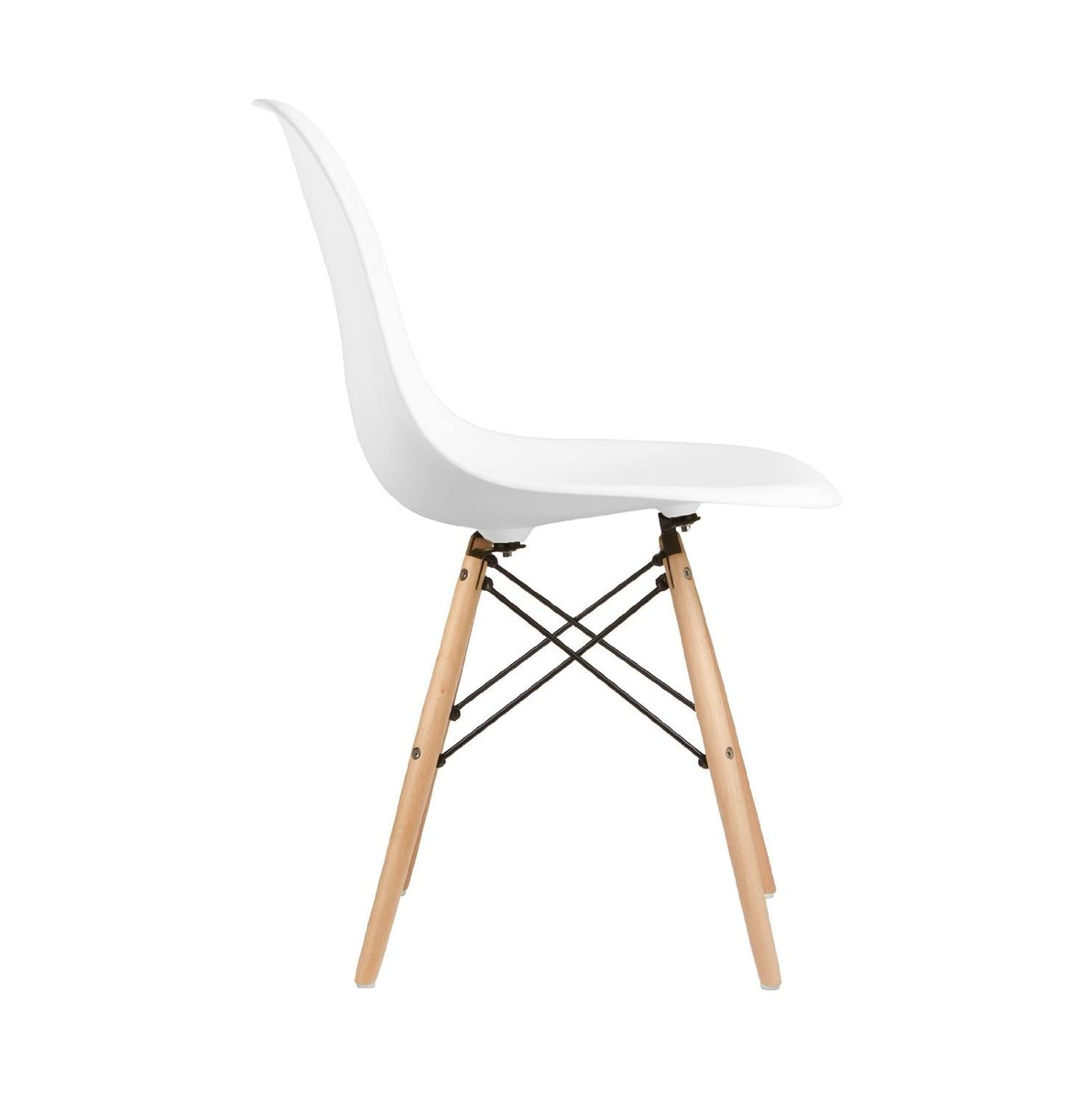 Plus belles – Chaise de salle à manger de style Eiffel avec pattes en bois naturel, ensemble de 2, blanc