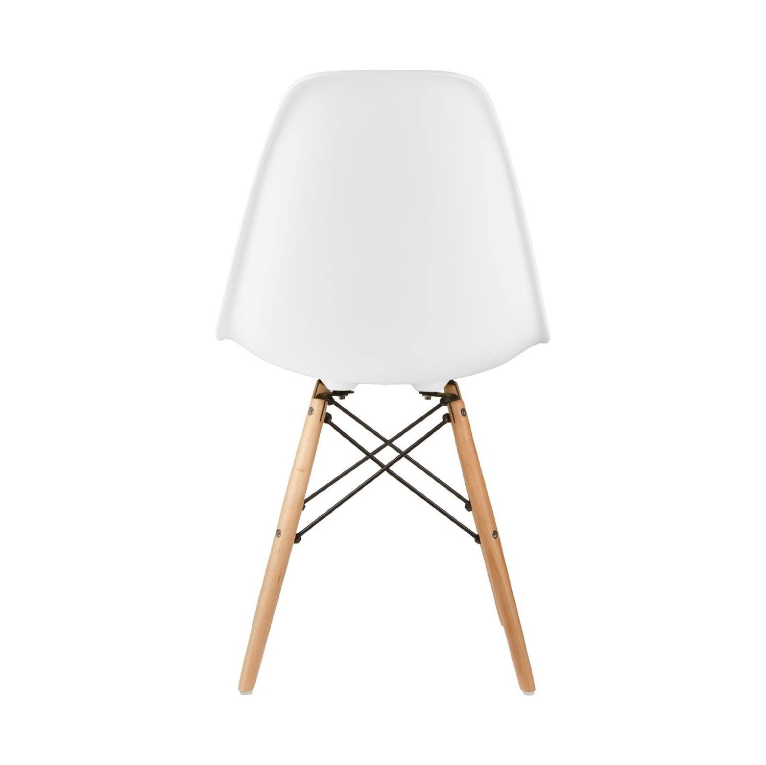 Plus belles – Chaise de salle à manger de style Eiffel avec pattes en bois naturel, ensemble de 2, blanc