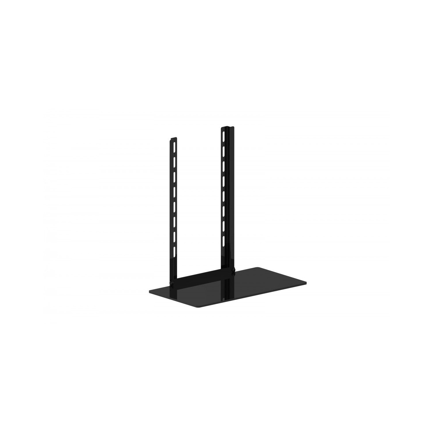 Tablette DVD multimédia unique GlobalTone pour récepteur, décodeur et plus encore, en verre trempé noir, fixée au mur