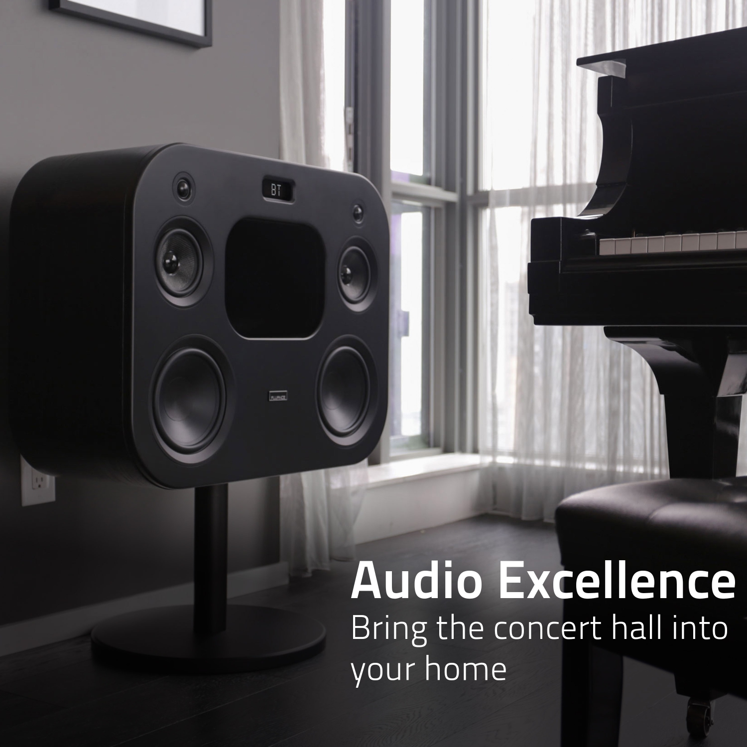 Système de musique haute fidélité sans fil à trois voies Fi70&nbsp;W de Fluance avec amplificateur puissant et deux haut-parleurs d'extrêmes graves