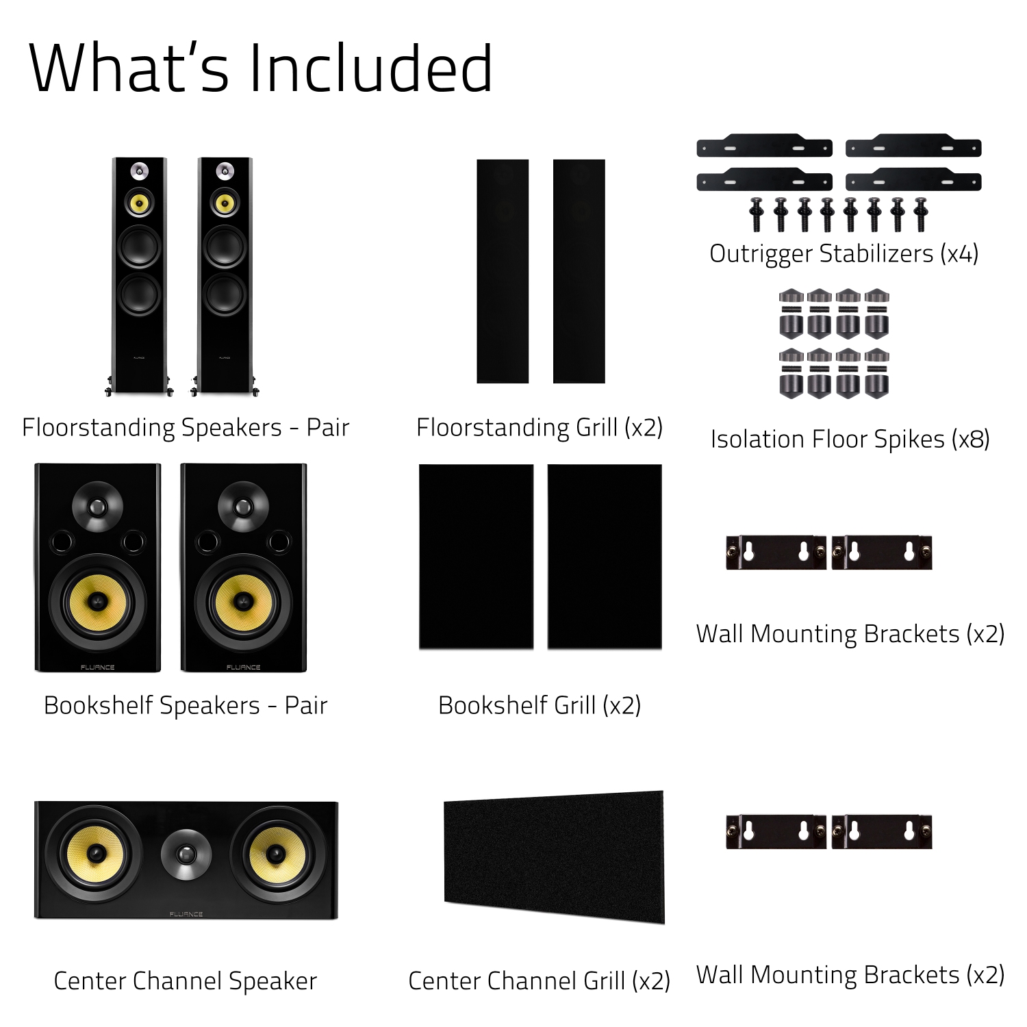 Fluance Signature HiFi Surround Sound Home Theater 5.0 Speaker System - Floorstanding Towers, Center and Rear Speakers