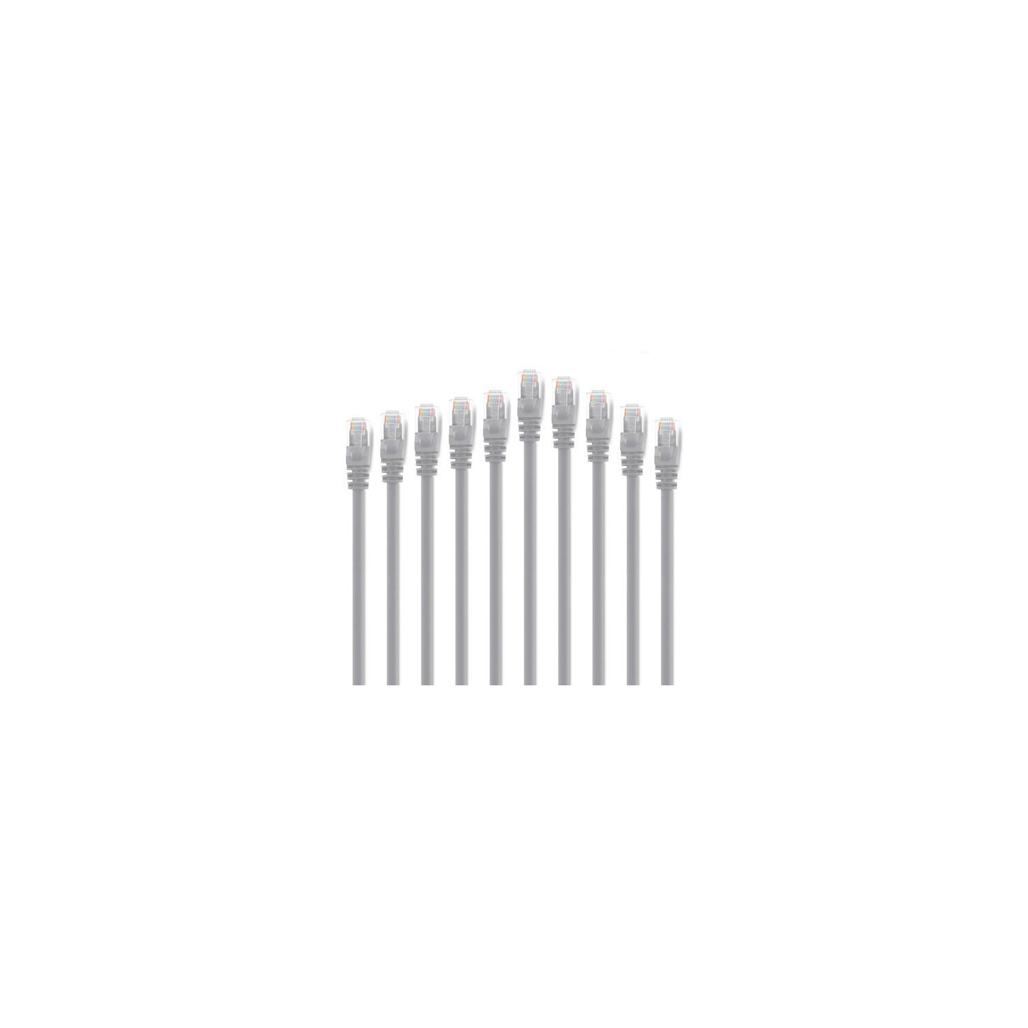 GlobalTone Ensemble économique 10x CAT6 Câble réseau Ethernet UTP gris, 1,5 pi