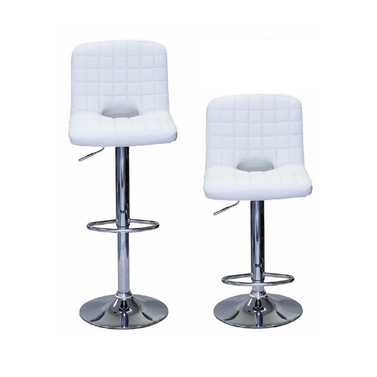 ViscoLogic MONOCO Adjustable Height Leatherette Bar Stool - White
