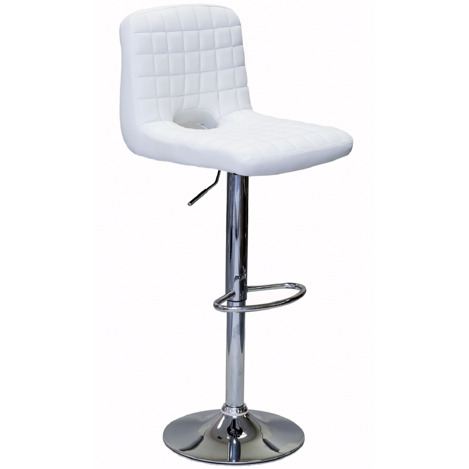 ViscoLogic MONOCO Adjustable Height Leatherette Bar Stool - White