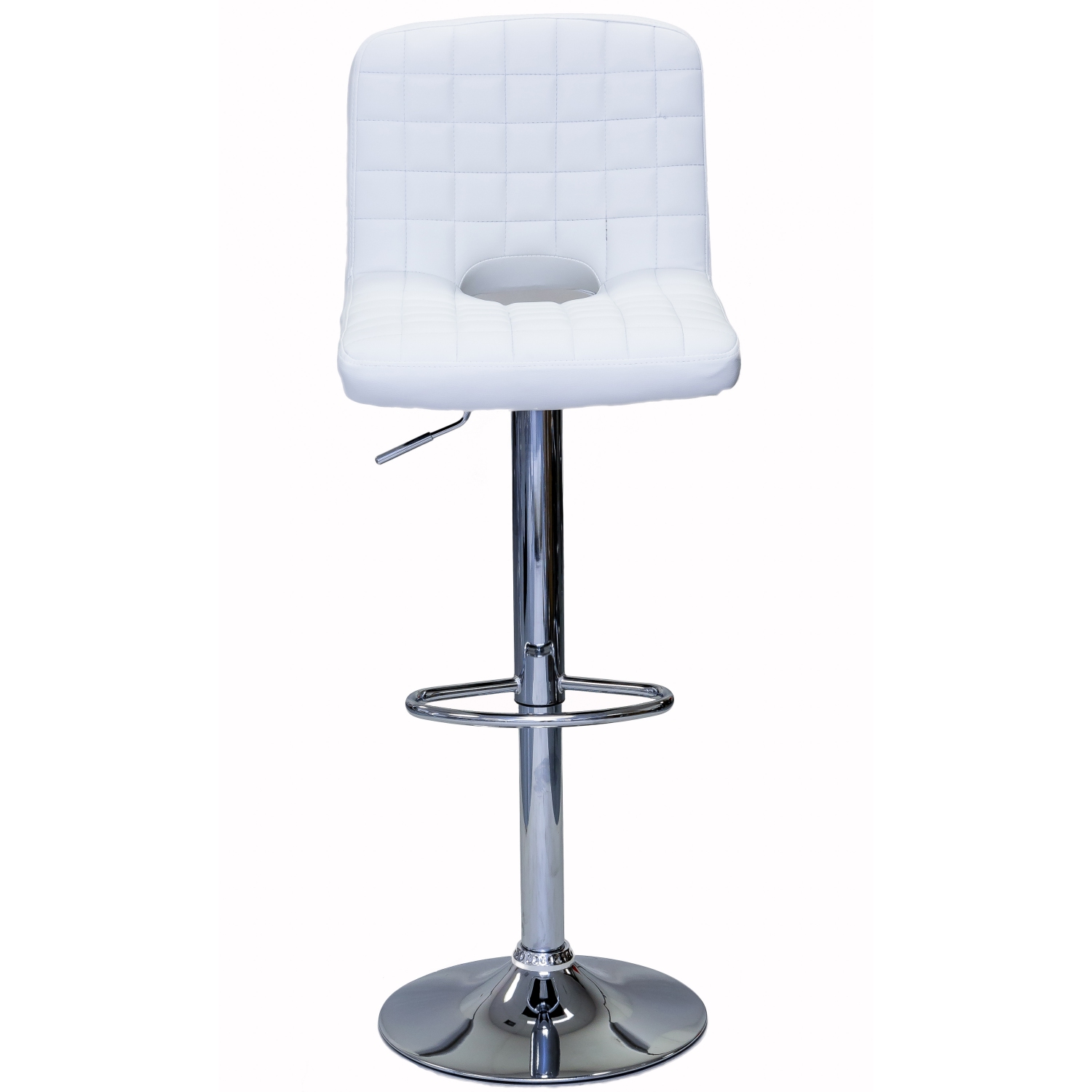 ViscoLogic MONOCO Adjustable Height Leatherette Bar Stool - White