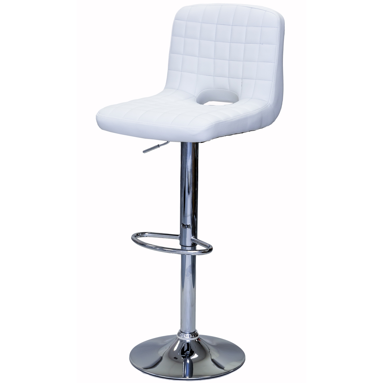 ViscoLogic MONOCO Adjustable Height Leatherette Bar Stool - White