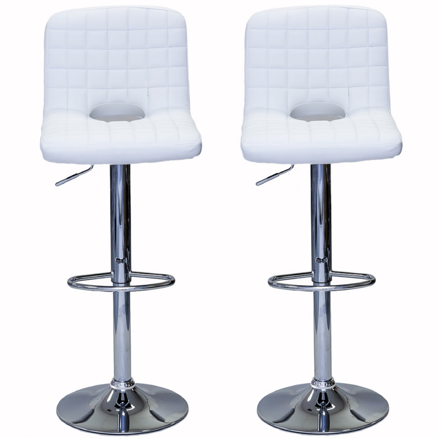 ViscoLogic MONOCO Adjustable Height Leatherette Bar Stool - White