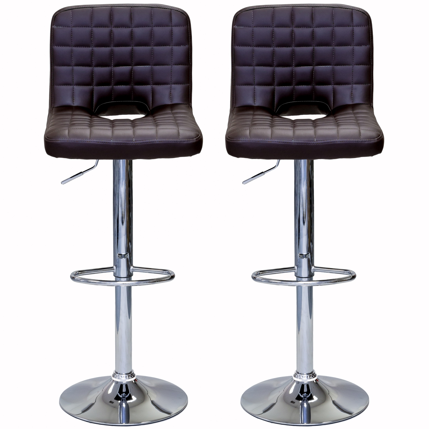 ViscoLogic MONOCO Adjustable Height Leatherette Bar Stool - Brown