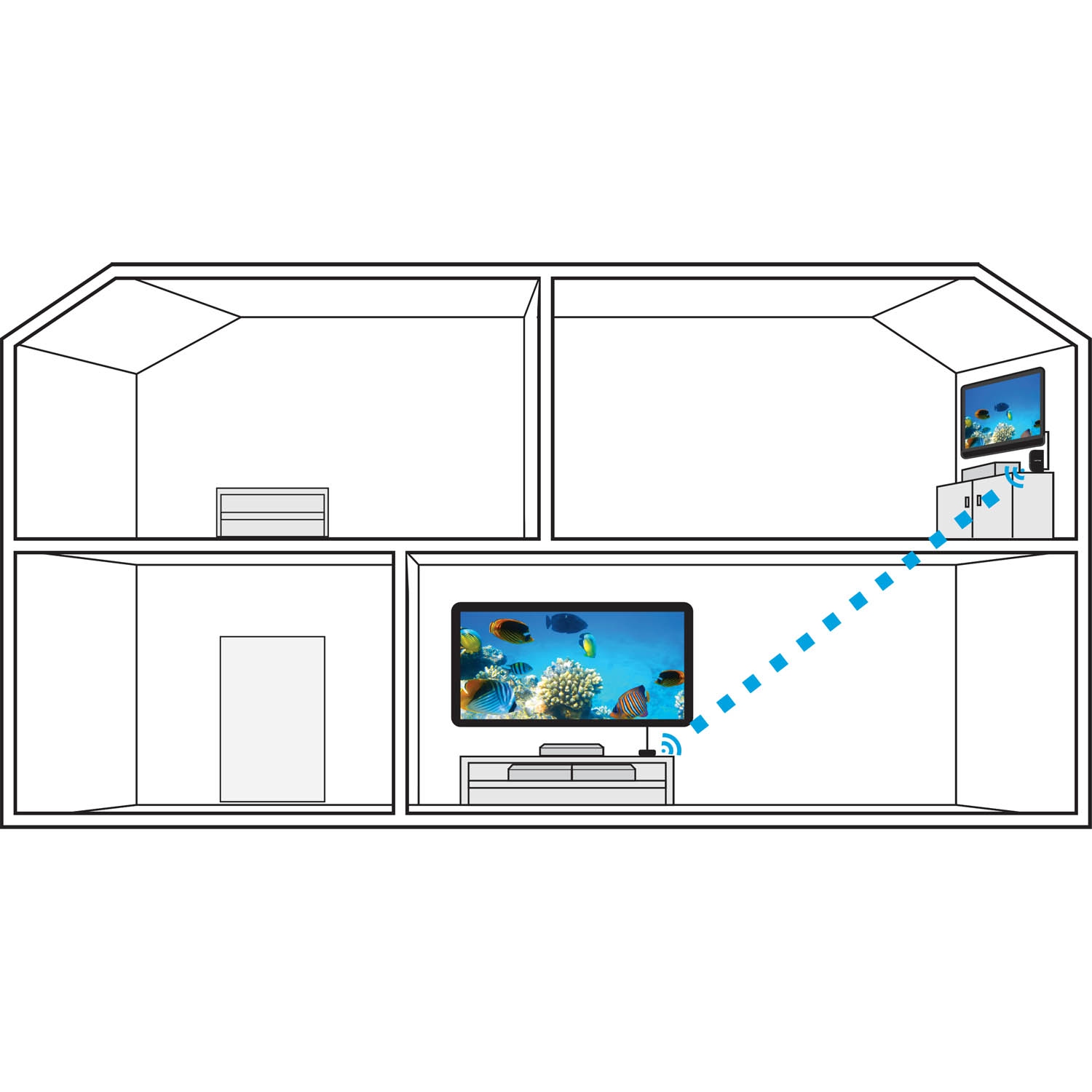 Émetteur-récepteur sans fil HDMI à 2 entrées de Nyrius; diffusion vidéo HD 3D 1080p avec 2 câbles HDMI