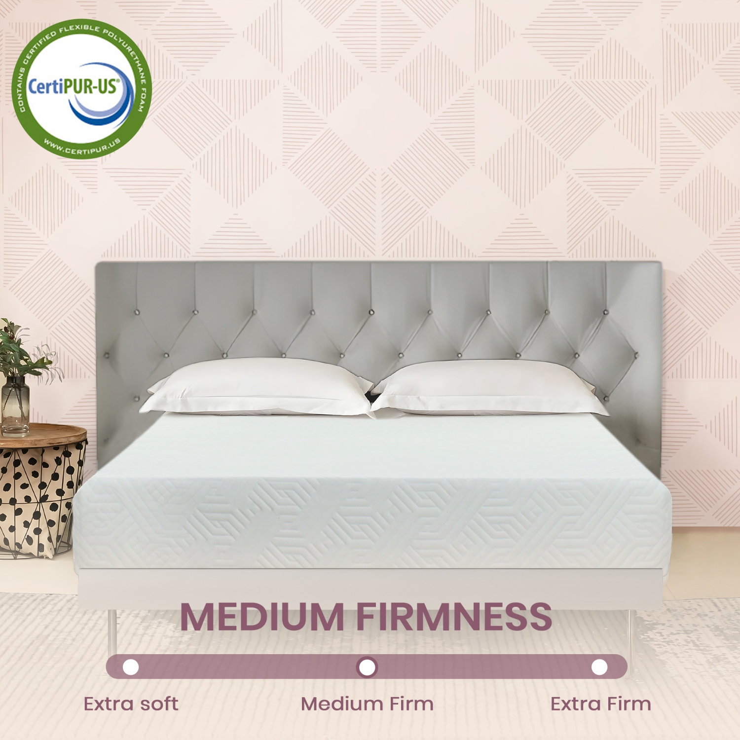 ViscoLogic FATE 8" Medium Firm Memory Foam Orthopedic Queen Mattress With Free Mattress Protector, CertiPUR-US® Certified Foam,