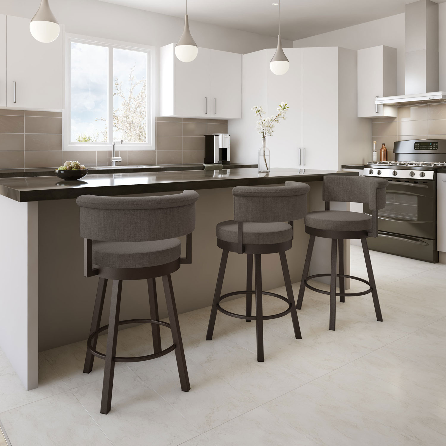 Rosco Contemporary Counter Height Barstool - Cobrizo/Slate