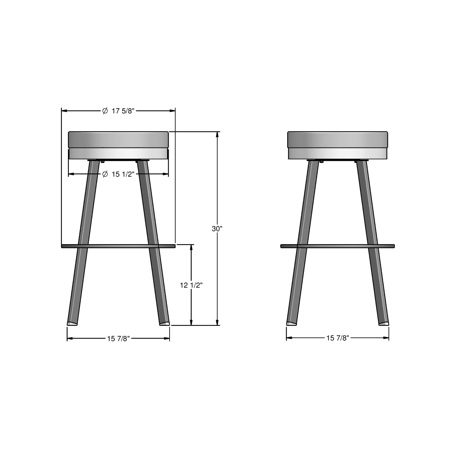 Swice Contemporary Bar Height Barstool - Black Coral/Cloud