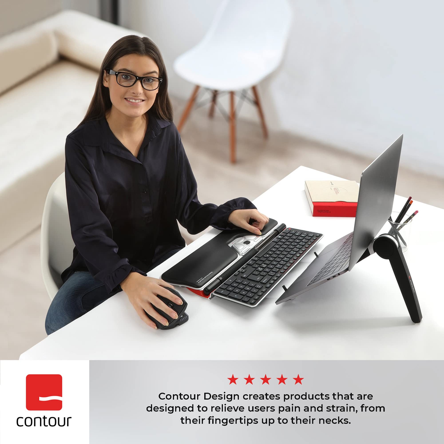 Contour Design RollerMouse Red USB Laser 2400DPI Ambidextrous Black for PC/Mac