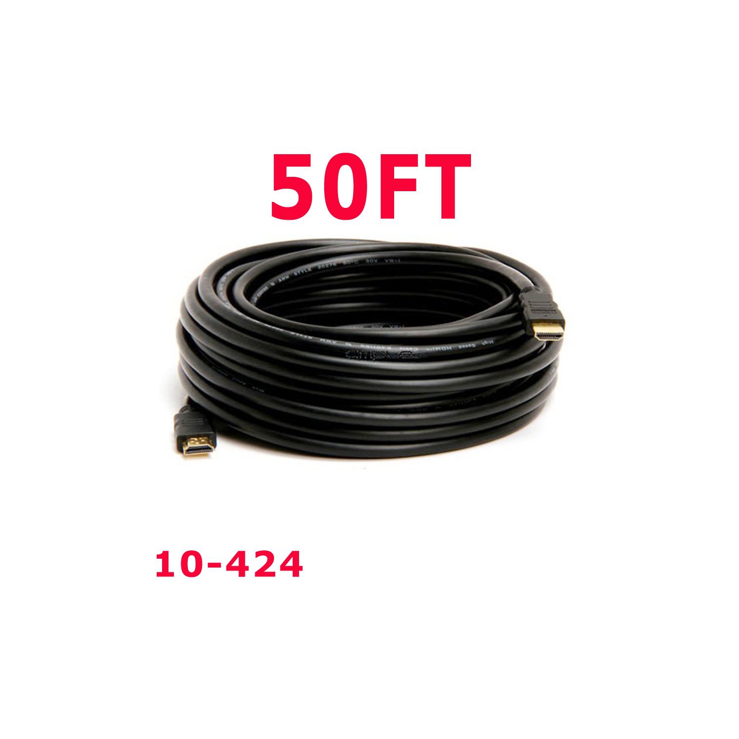 KONEX 50FT 50 FEET, 15M, 15 METERS HDMI CABLE, 1.4, WITH 3D, ARC, ETHERNET, UL AWM 20276 1080P RED BLACK Plugs