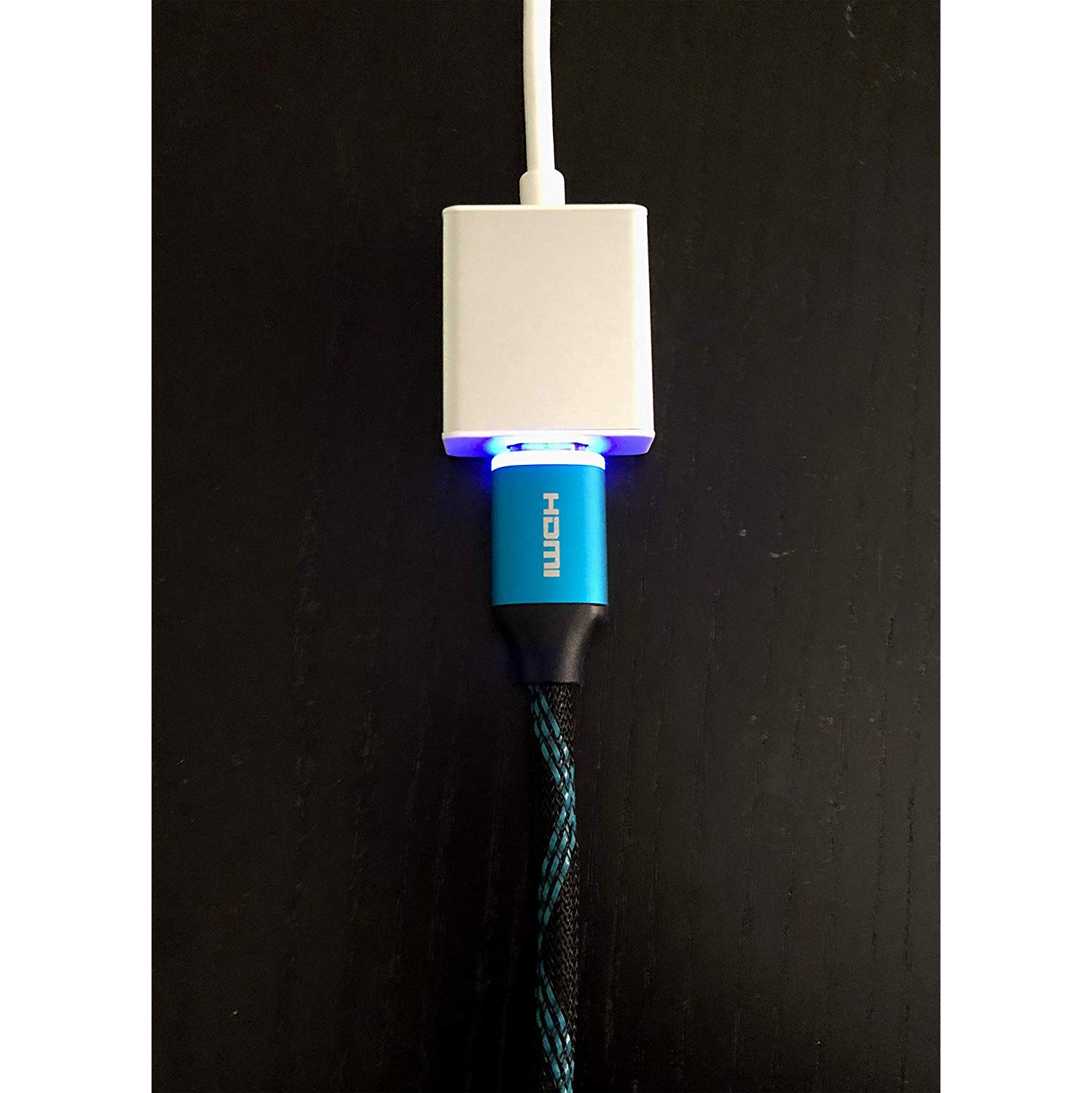 Konex Braided Black Blue Glowing Light 25 FOOT 25 FT HDMI Cable 4K 60HZ, 2160P, HDR 3D High Speed with Ethernet