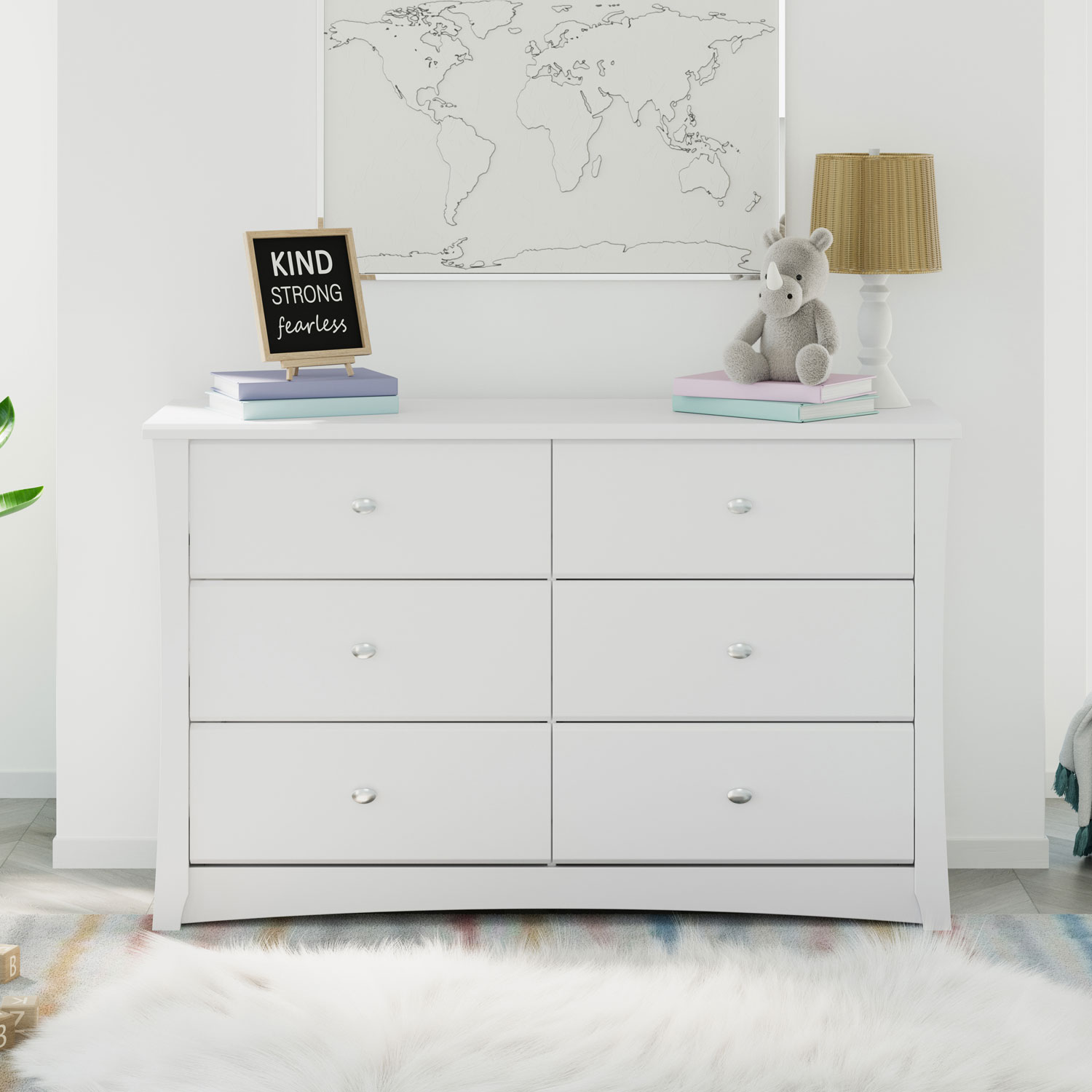 Storkcraft Crescent 6-Drawer Nursery Dresser-White