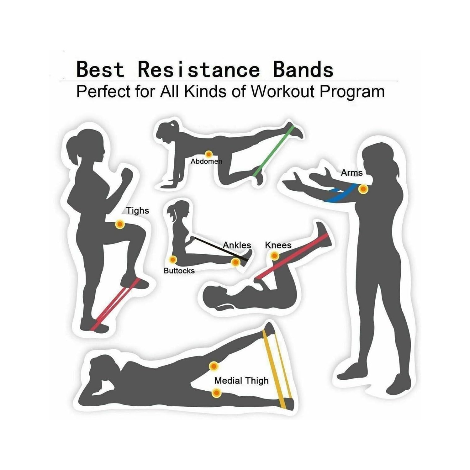 5 niveaux de résistance; bandes élastiques pour l'entraînement à la maison; entraînements; musculation; Gym; bandes d'entraînement en latex naturel