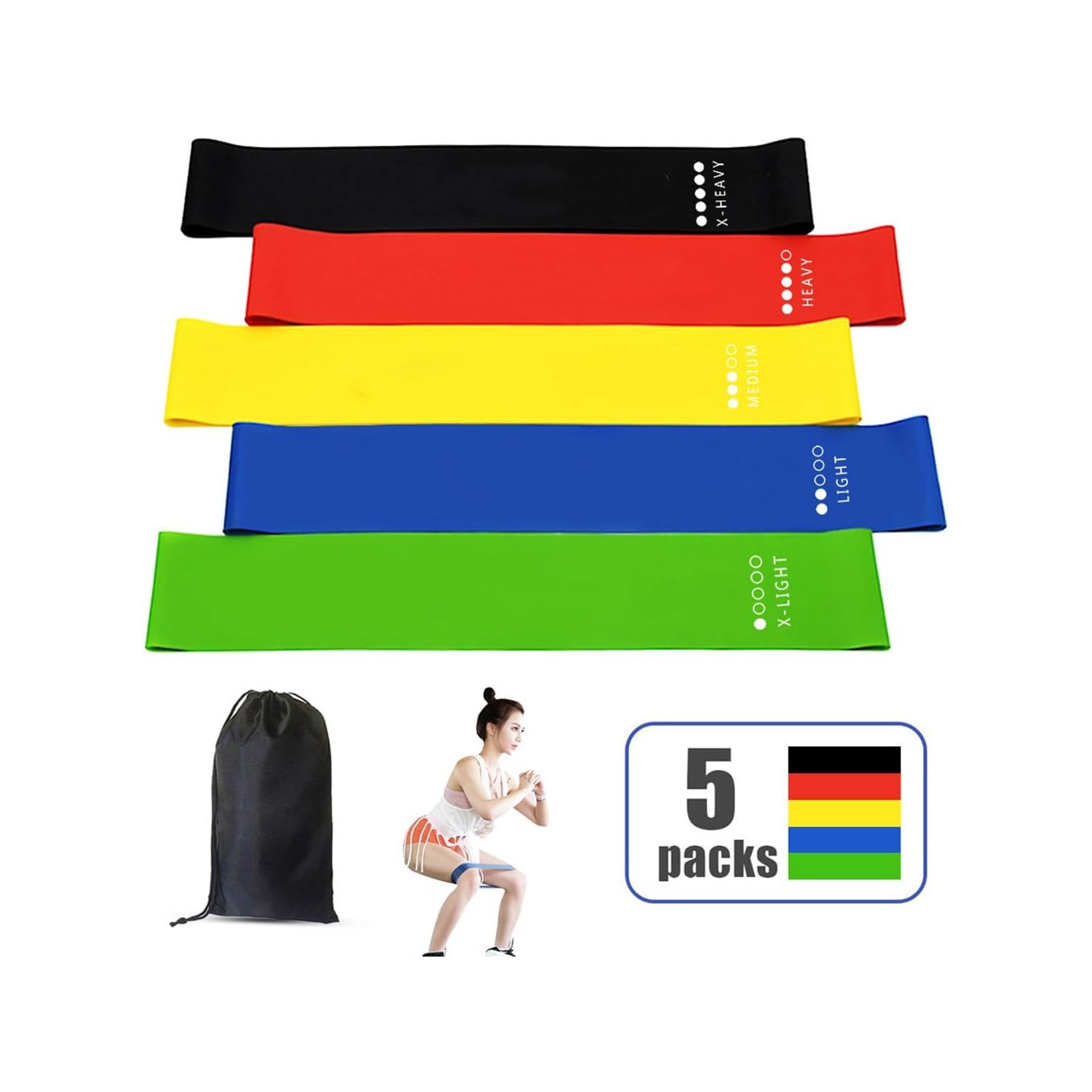 5 niveaux de résistance; bandes élastiques pour l'entraînement à la maison; entraînements; musculation; Gym; bandes d'entraînement en latex naturel