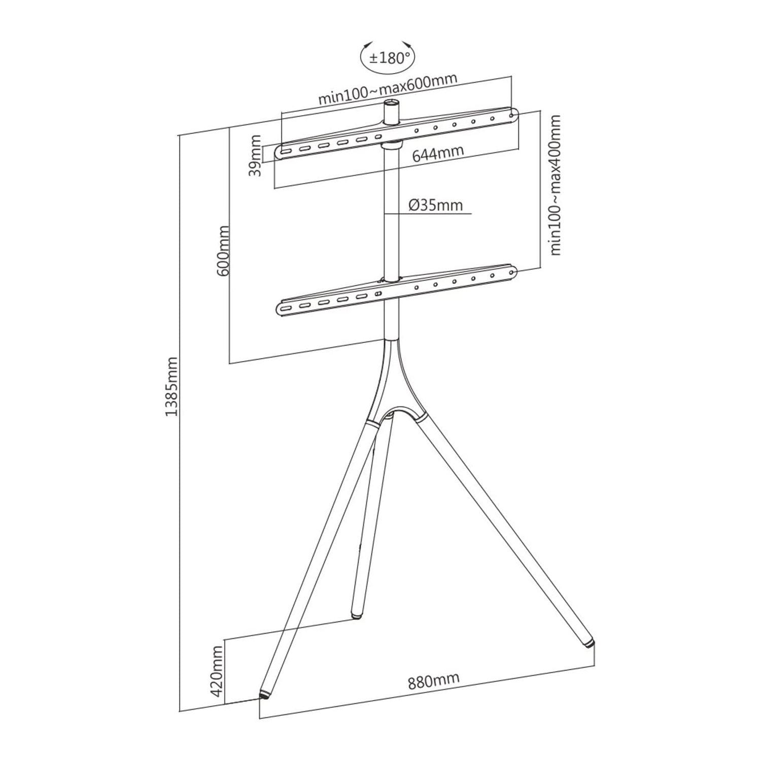 DURAMEX Artistic Easel 45 to 65 inch LED LCD Screen,Studio TV Floor Display Stand, Adjustable TV Mount with Swivel and Tripod Base
