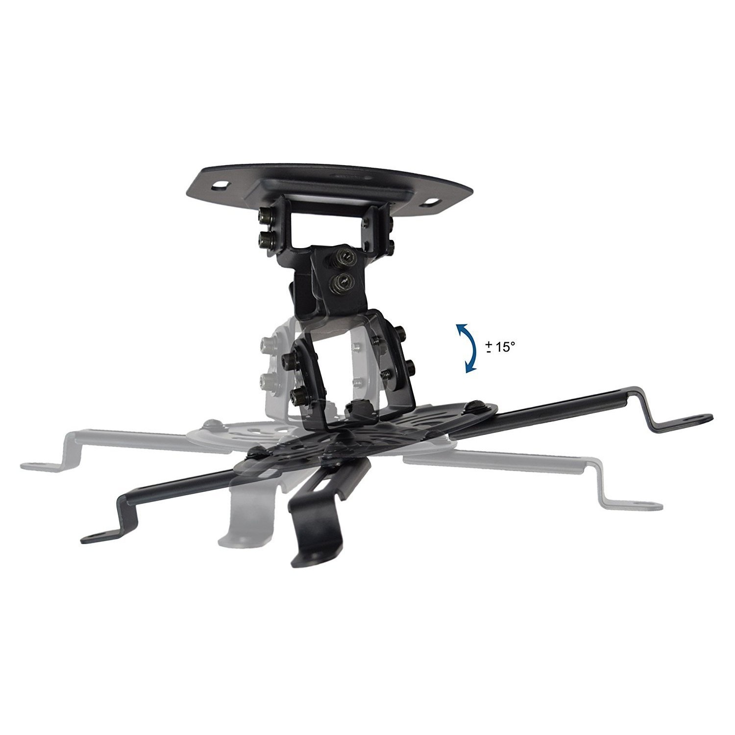 Duramex Projector Mount - Universal Ceiling Bracket LCD DLP 15 Degree Tilt 360° Swivel 50lbs Black