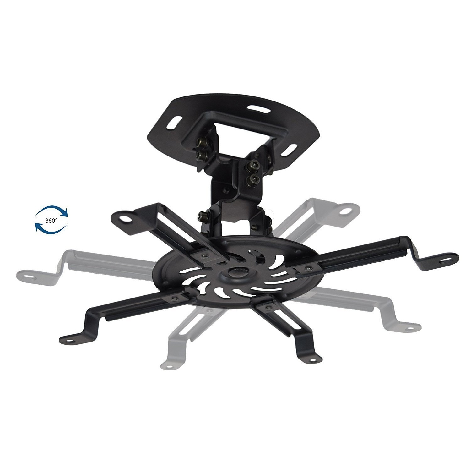 Duramex Projector Mount - Universal Ceiling Bracket LCD DLP 15 Degree Tilt 360° Swivel 50lbs Black