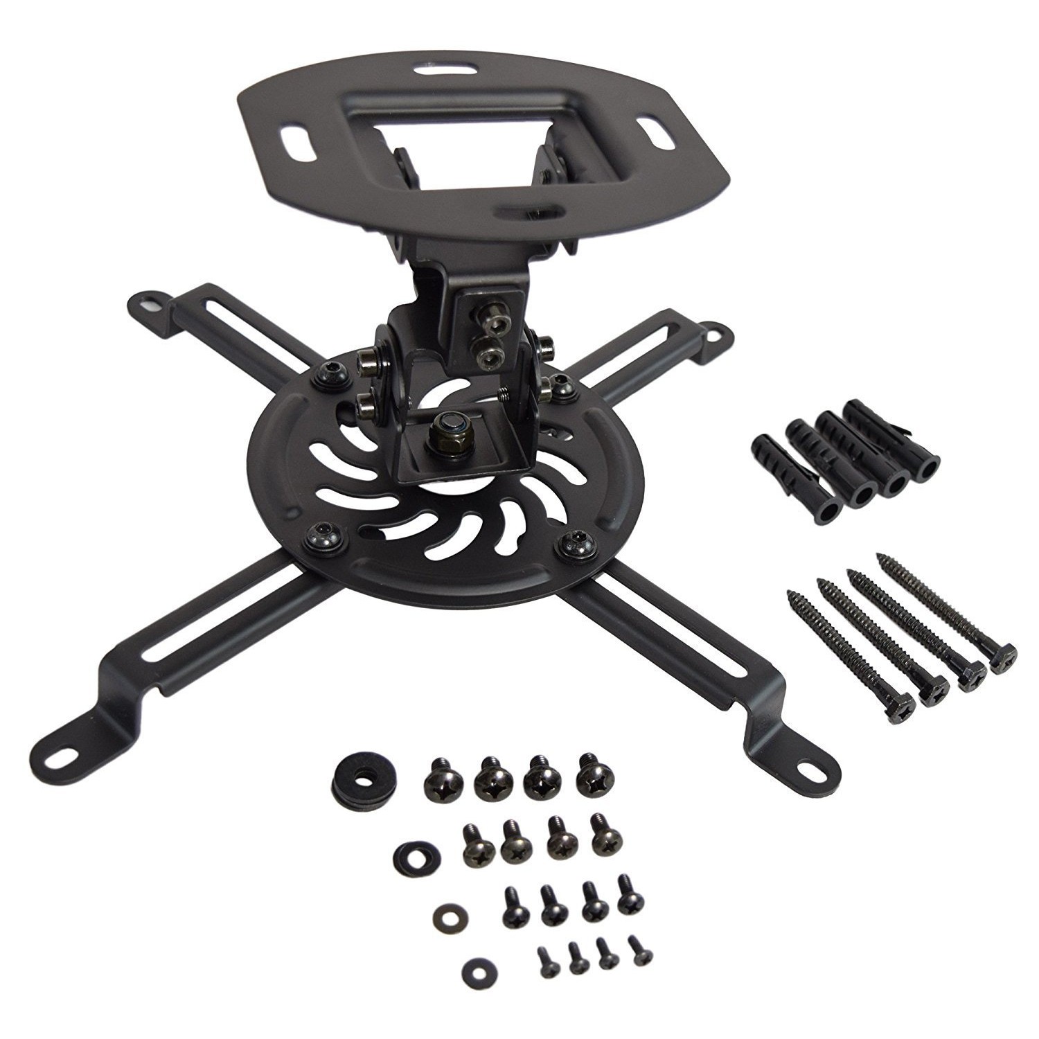 Duramex Projector Mount - Universal Ceiling Bracket LCD DLP 15 Degree Tilt 360° Swivel 50lbs Black