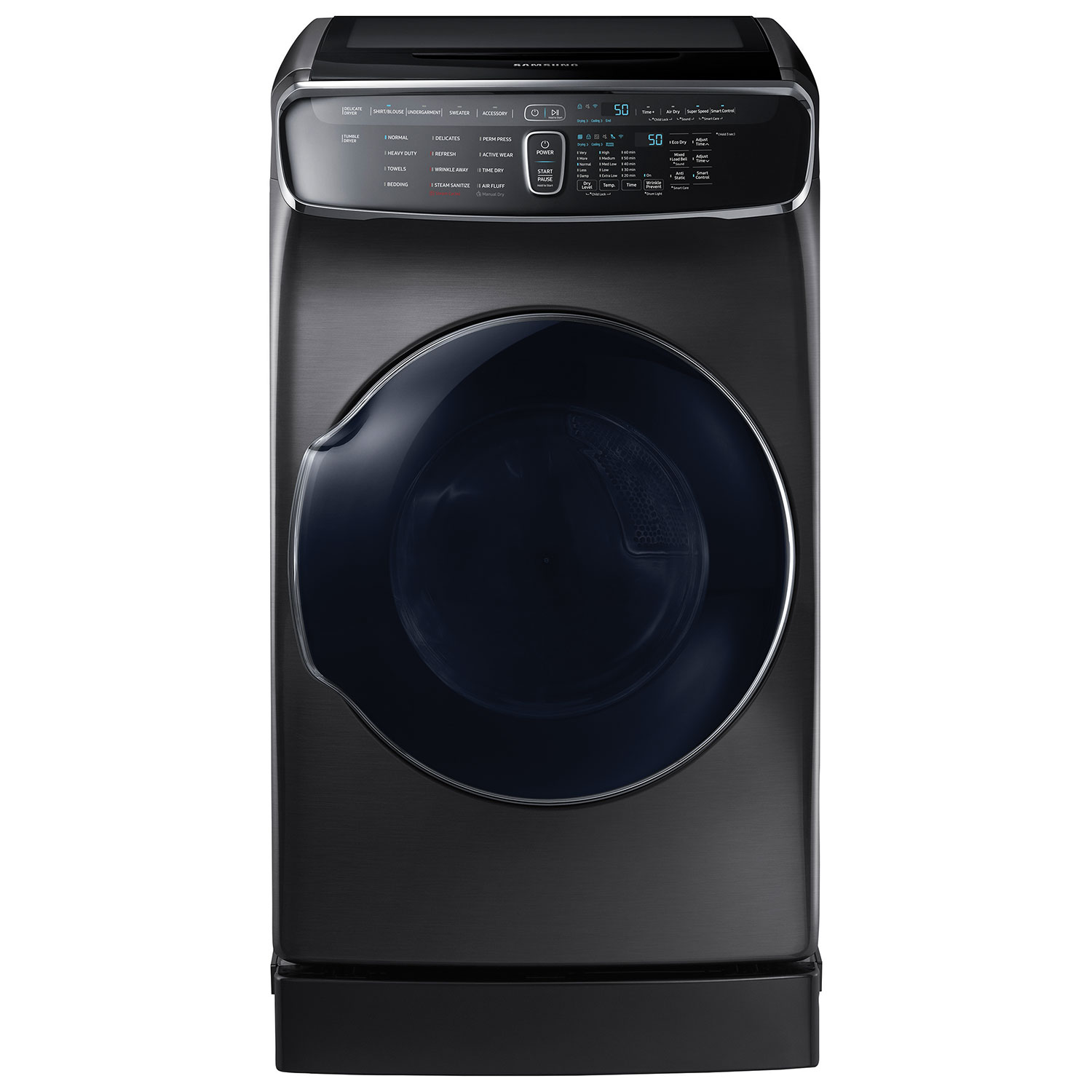 Samsung 7.5 Cu. Ft. Electric Steam Dryer with Flex Dry Compartment (DVE60M9900V) - Black Stainless