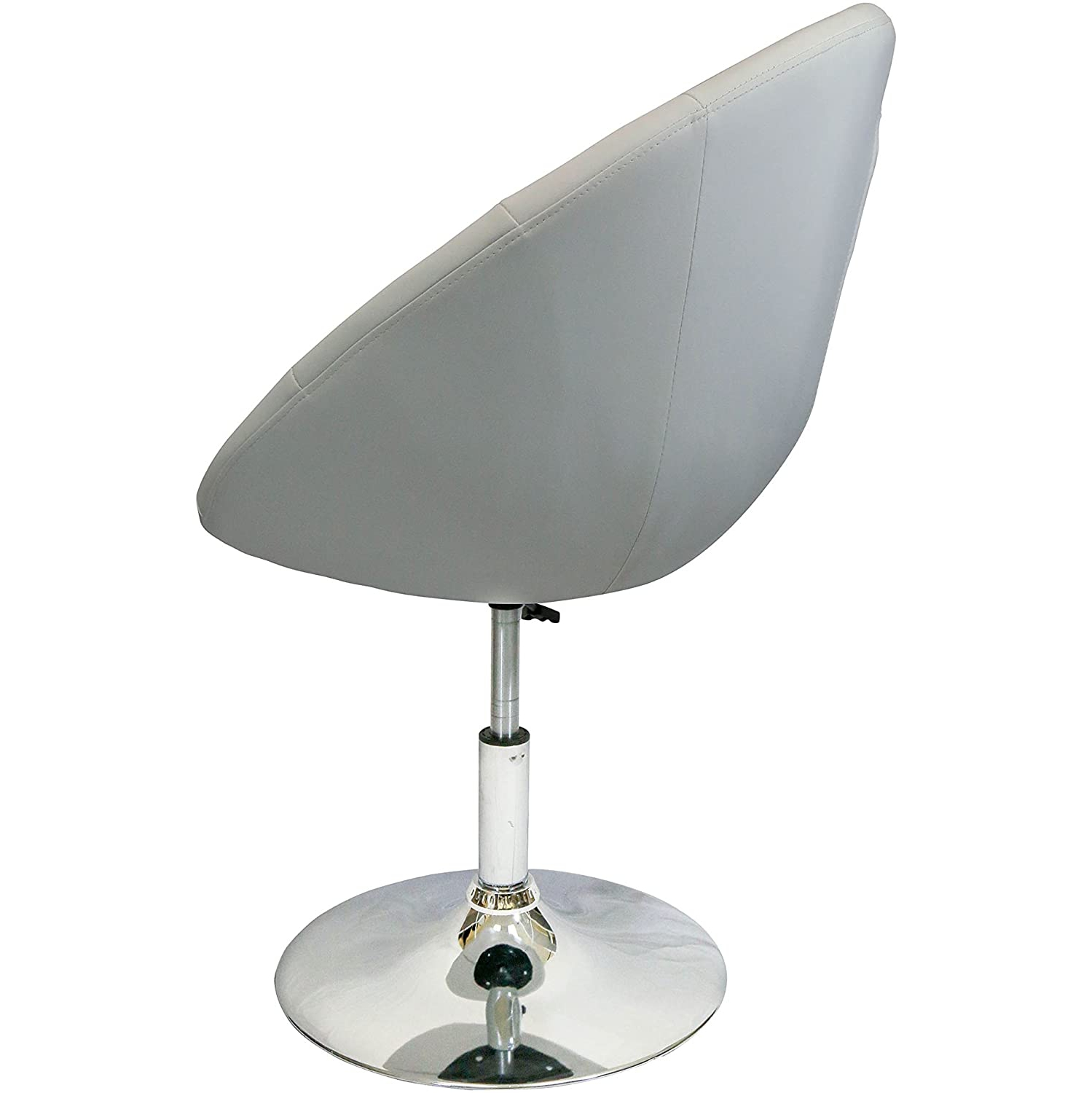 Nicer Furniture Rounded Faux Leather PU Height Adjustable Leisure Vanity Stool in White - Single Stool