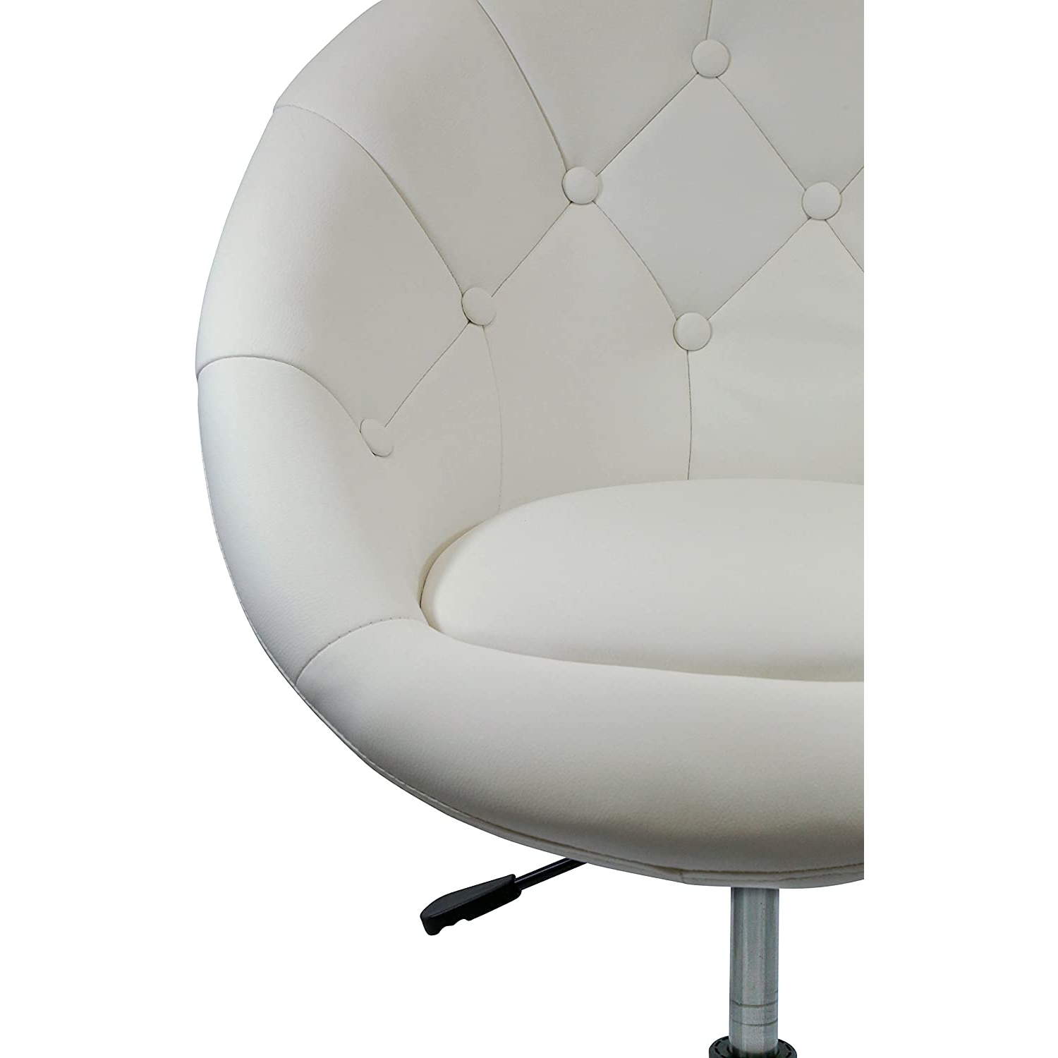 Nicer Furniture Rounded Faux Leather PU Height Adjustable Leisure Vanity Stool in White - Single Stool