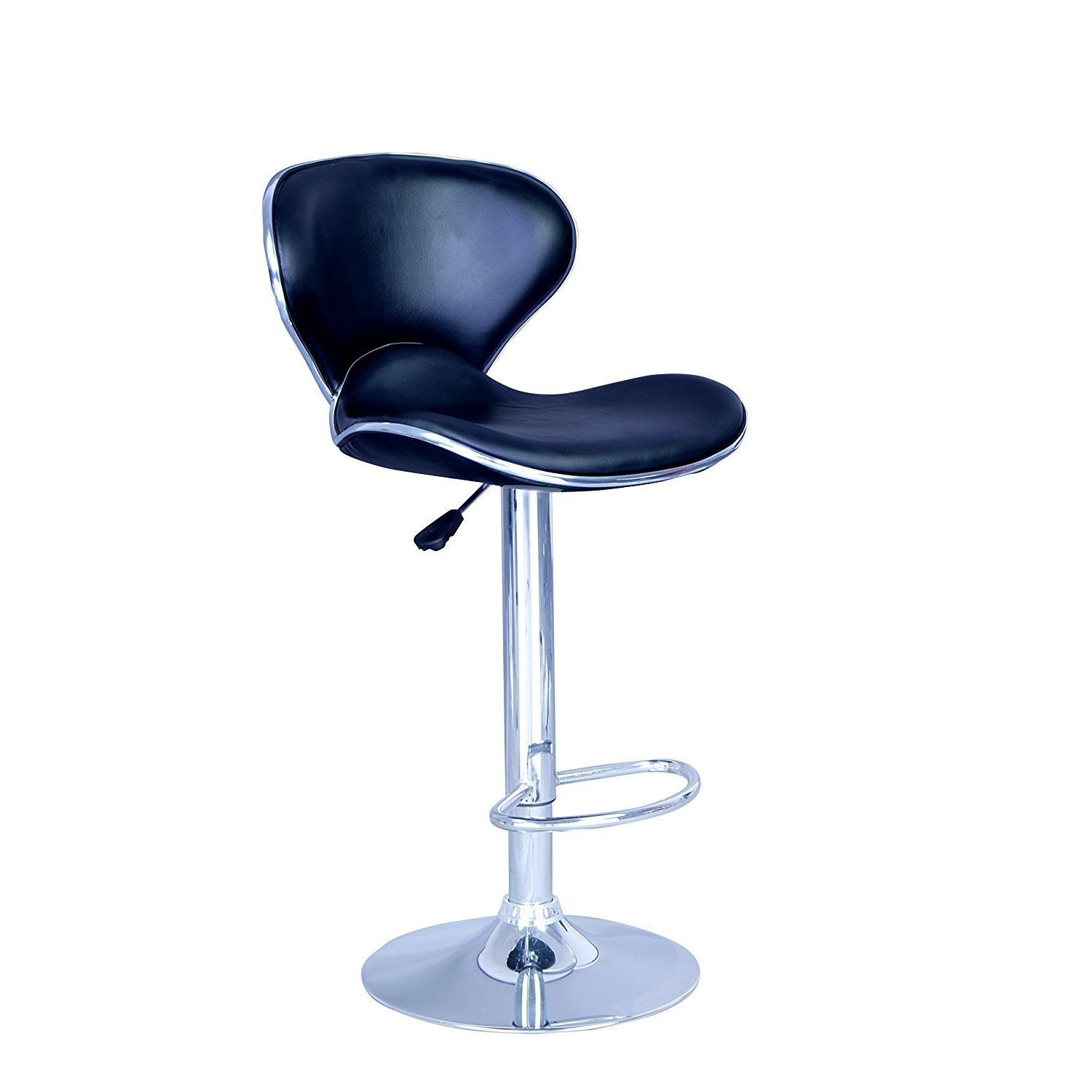 Tabouret de bar pivotant réglable en polyuréthane de Nicer Furniture en noir - Ensemble de 2